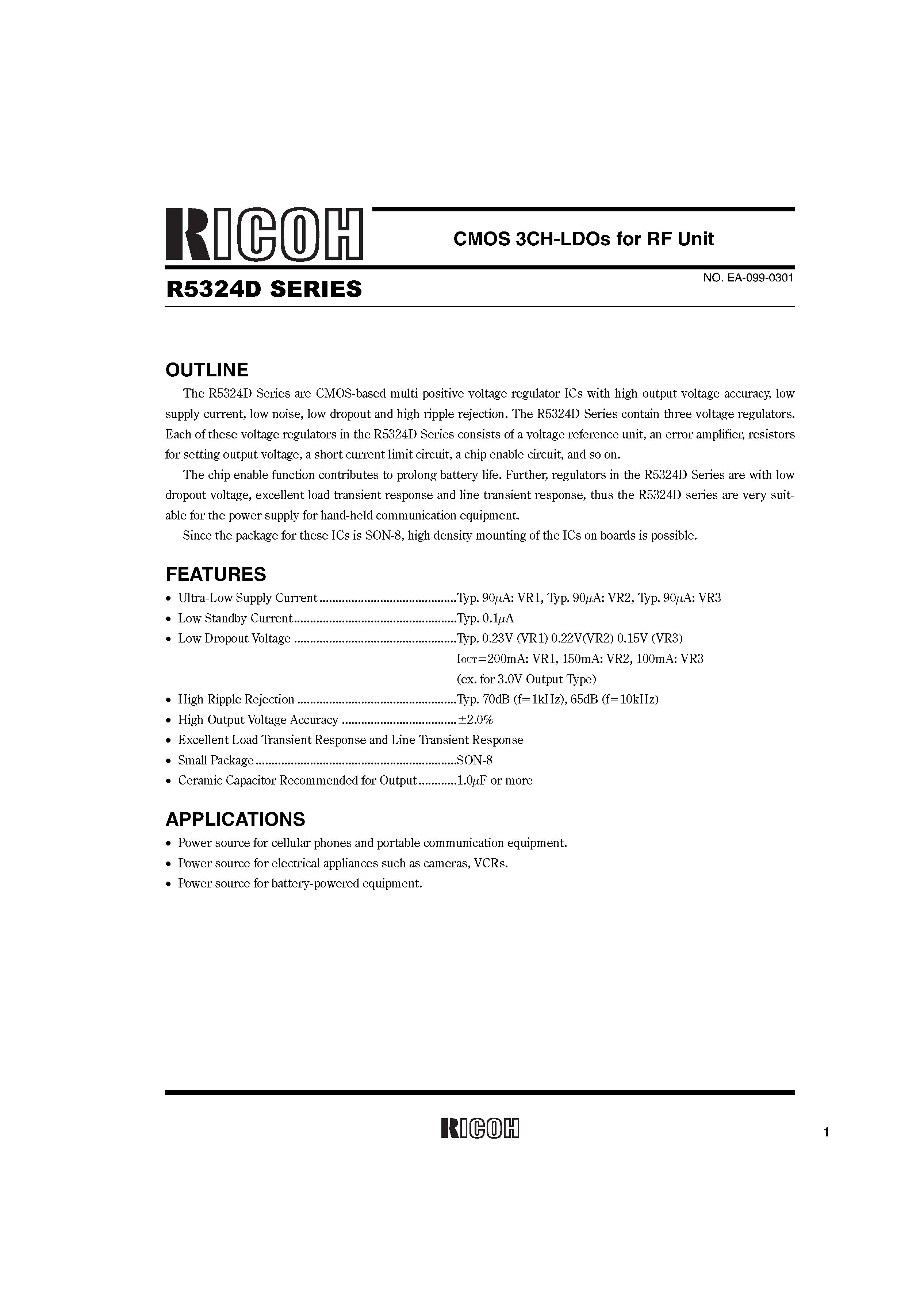 Datasheet R5324D - CMOD 3 CH LDOs for TF Unit page 1