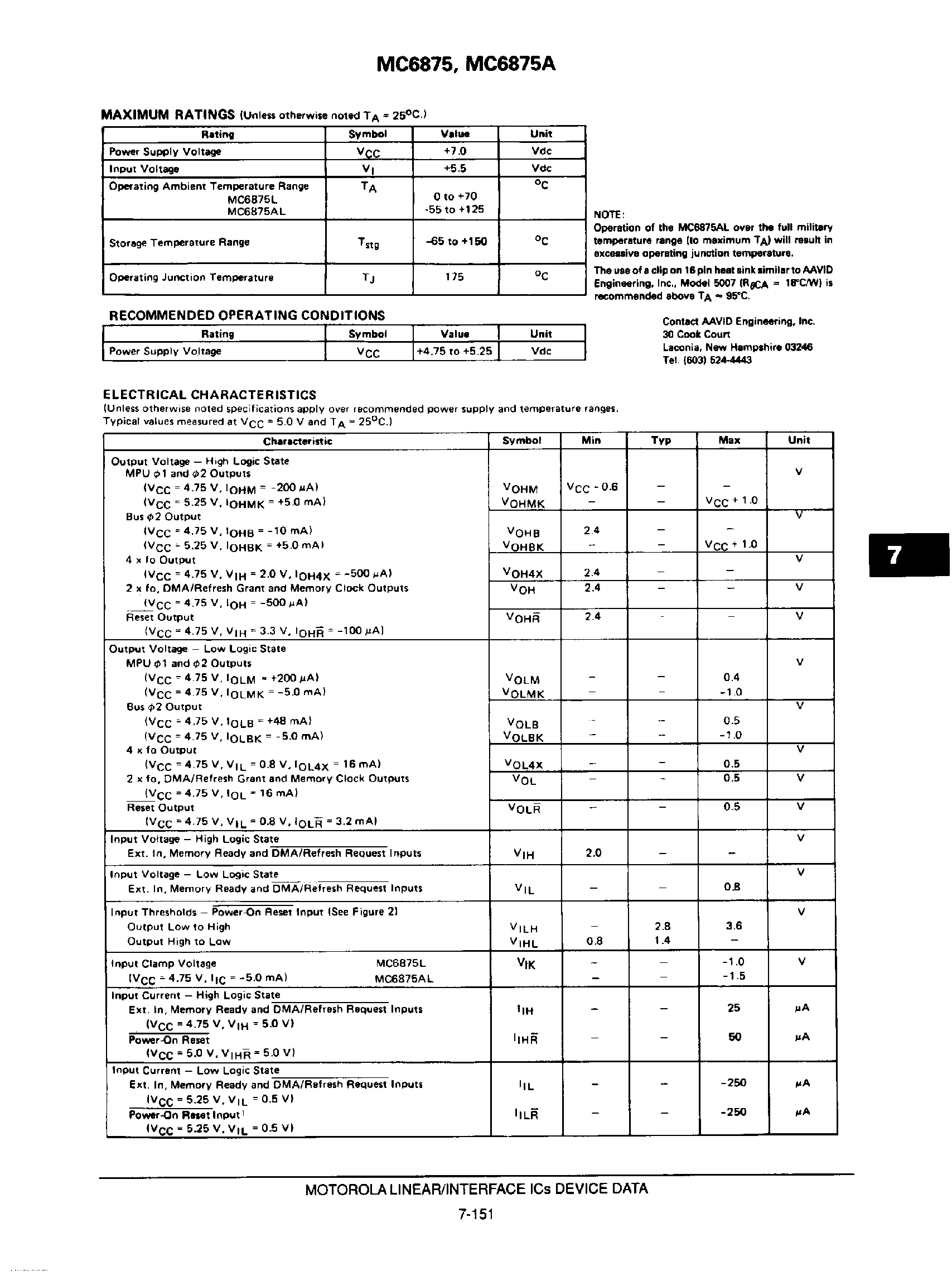 Datasheet MC6875 - 2 Phase Clock Generator page 2