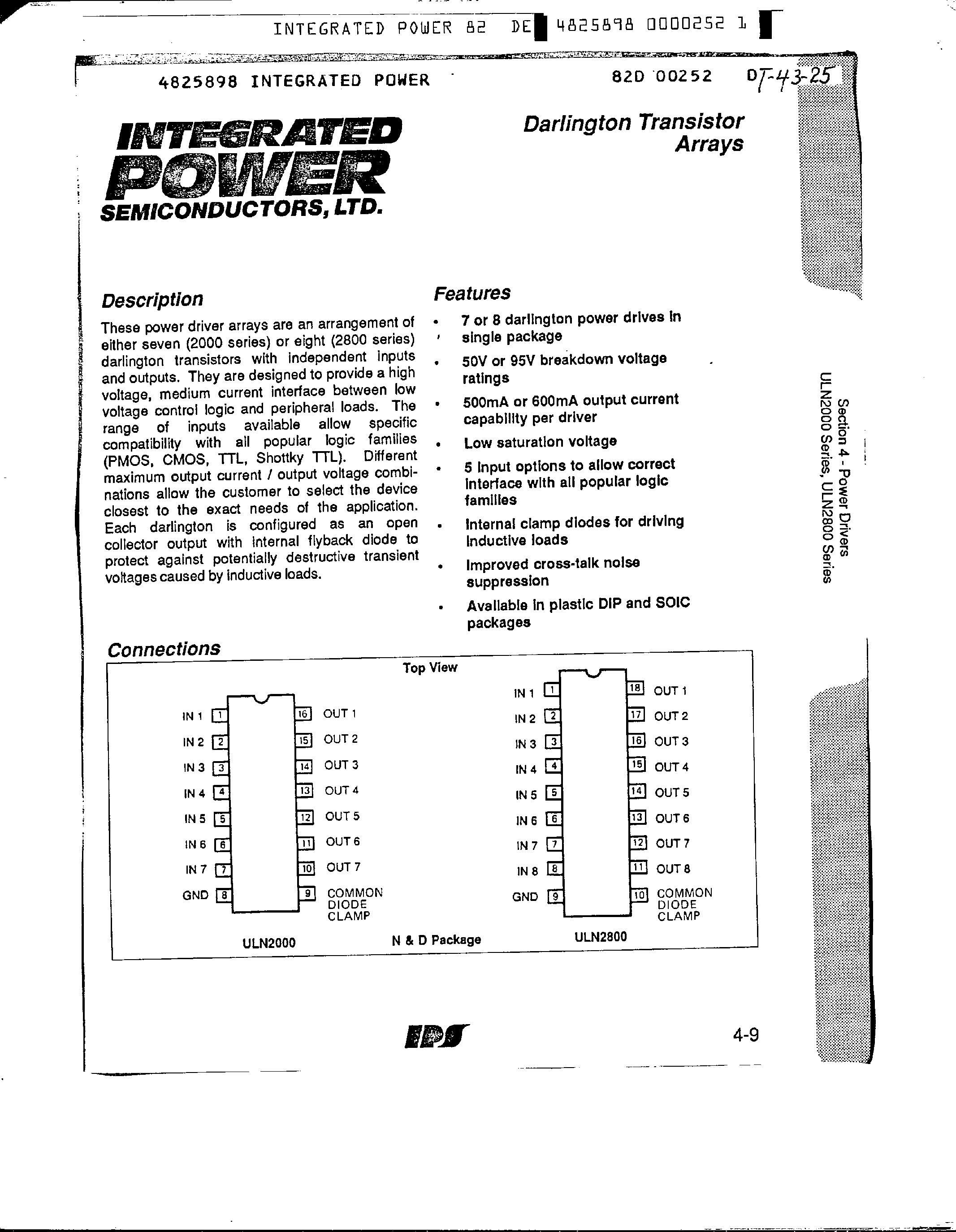 Datasheet ULN2005A - Darlington Transistor Arrays page 1