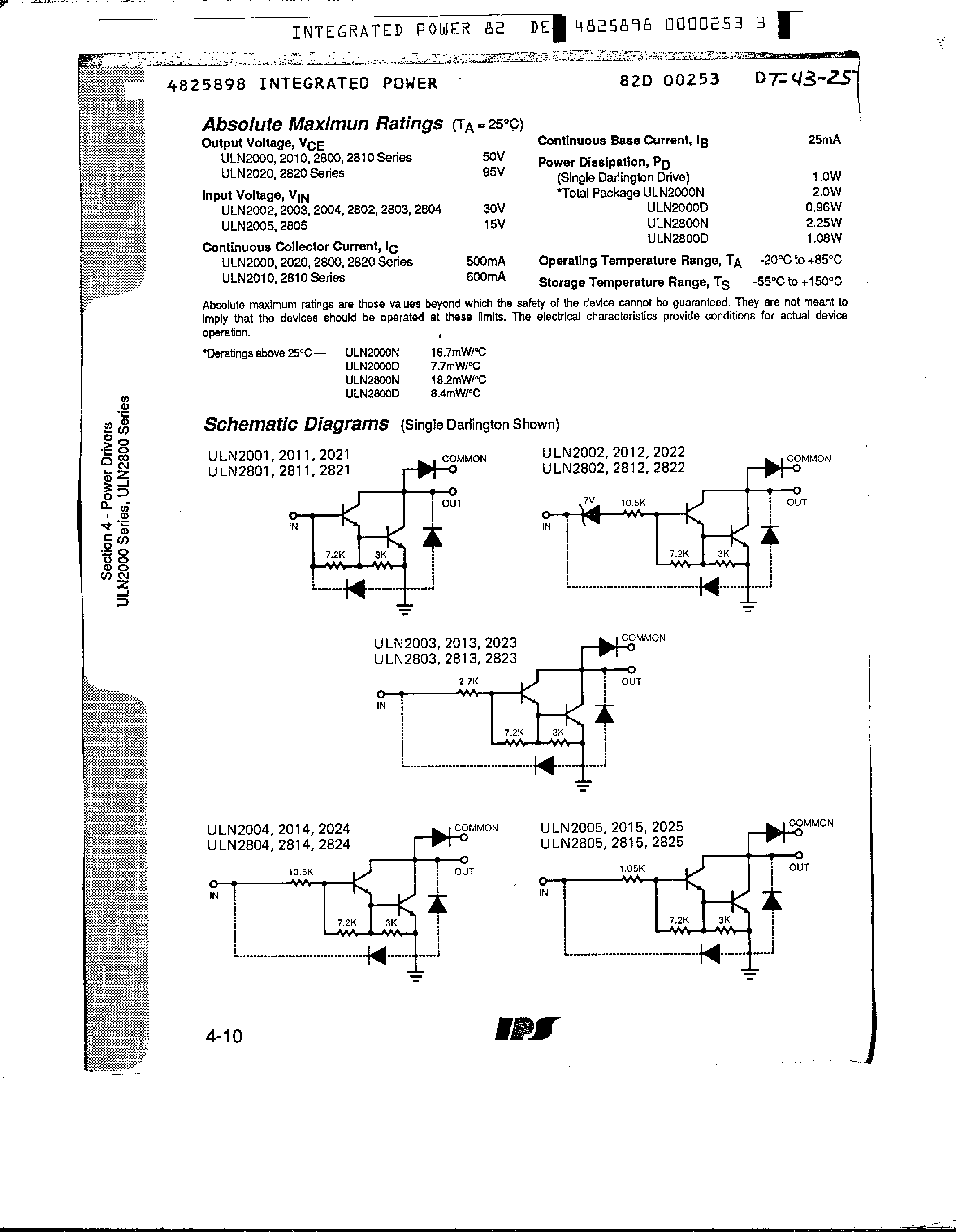Datasheet ULN2005A - Darlington Transistor Arrays page 2