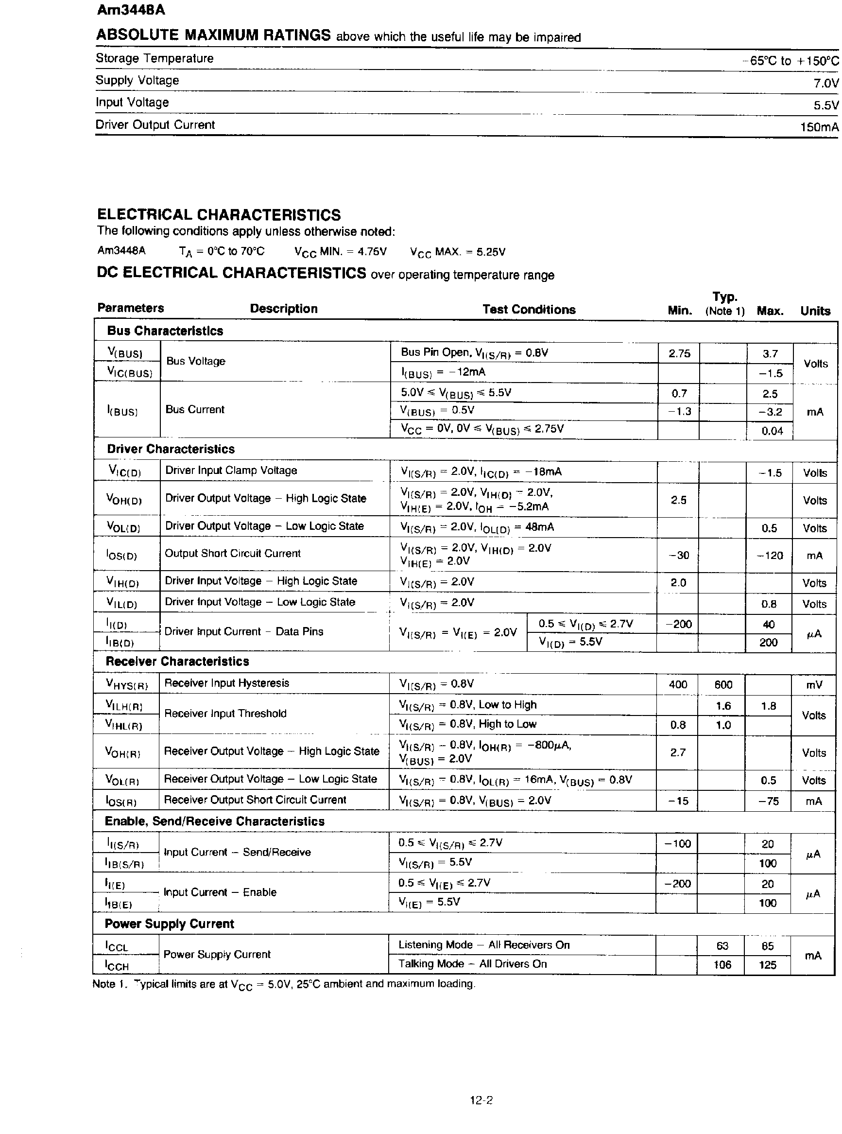 Datasheet MC3448A page 2 Datasheet MC3448A - IEEE-488 Quad Bidirectional Transceiver page 2