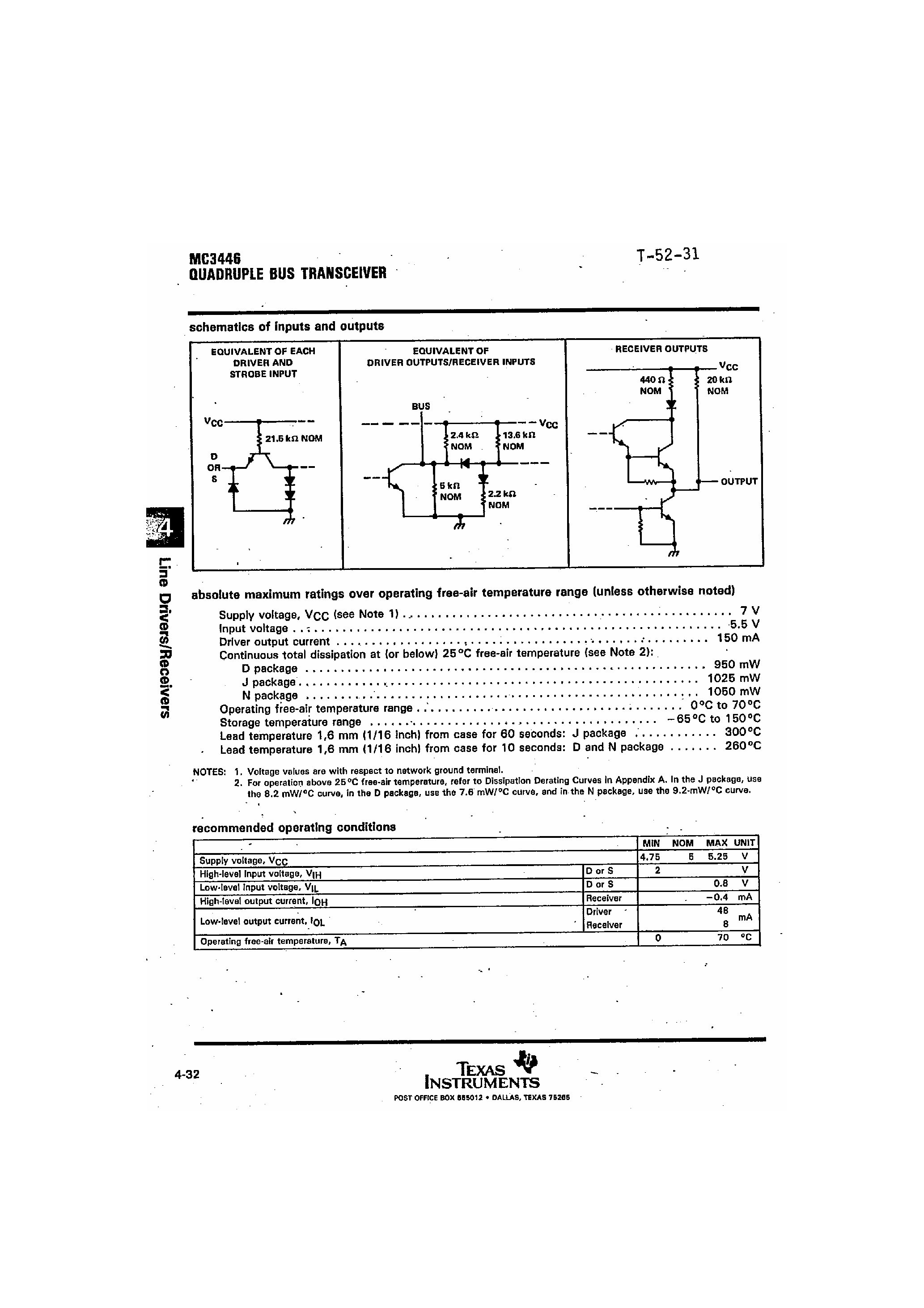 Datasheet MC3446 page 2 Datasheet MC3446 - Quad Bus Transceiver page 2