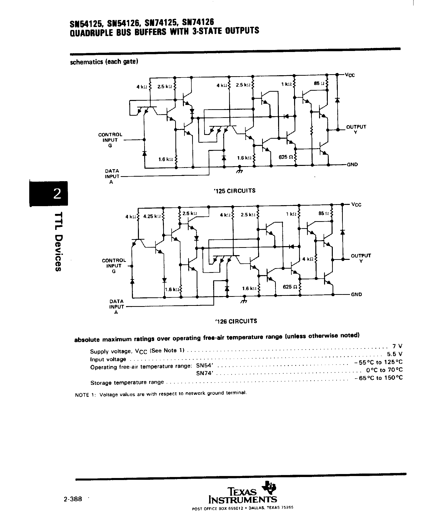 Datasheet SN74425 - (SN74426) Quadruple Bus Buffers with 3 State Outputs page 2