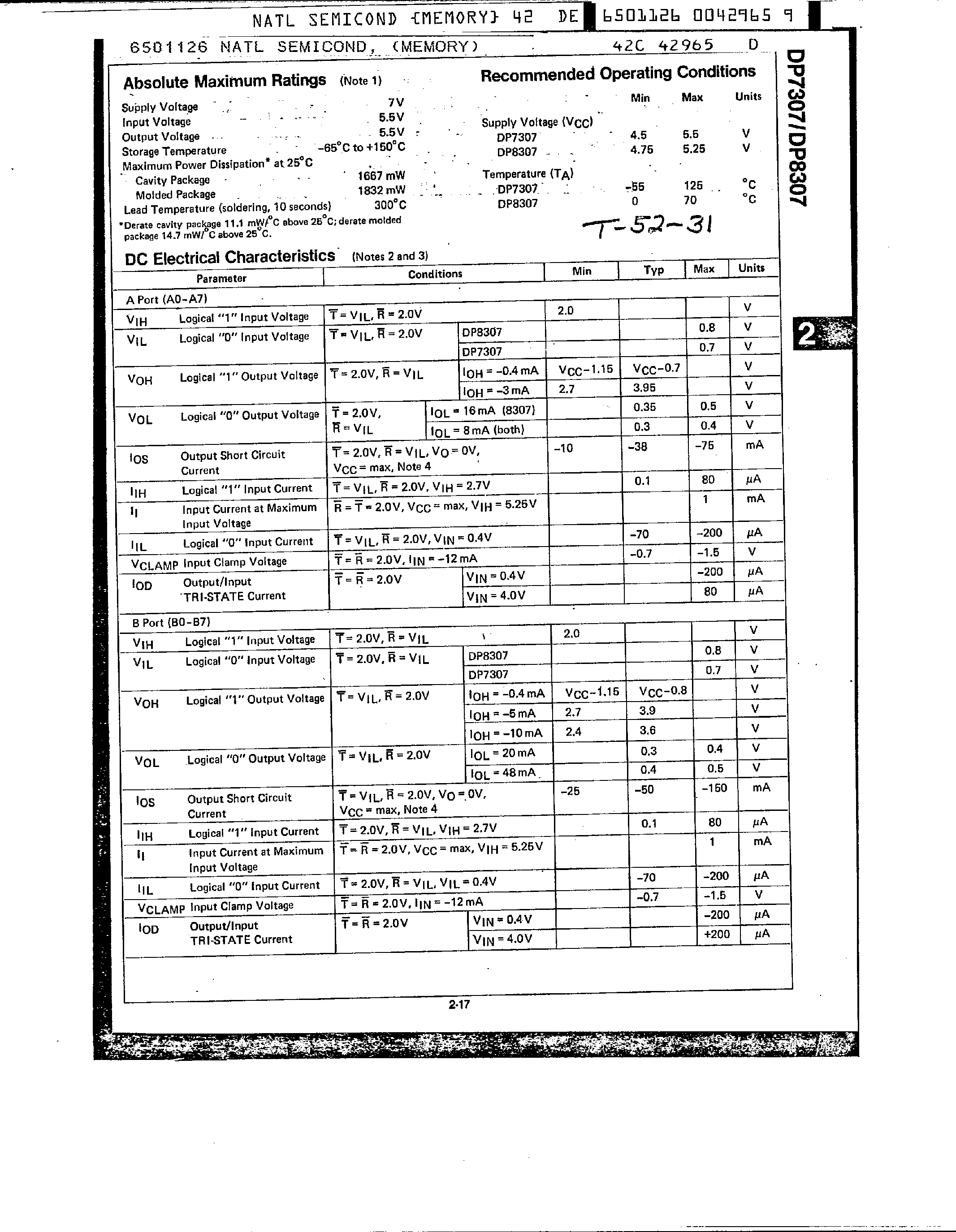 Datasheet DP8307 - 8 Bit Tri-State Bidirectional Transceiver page 2