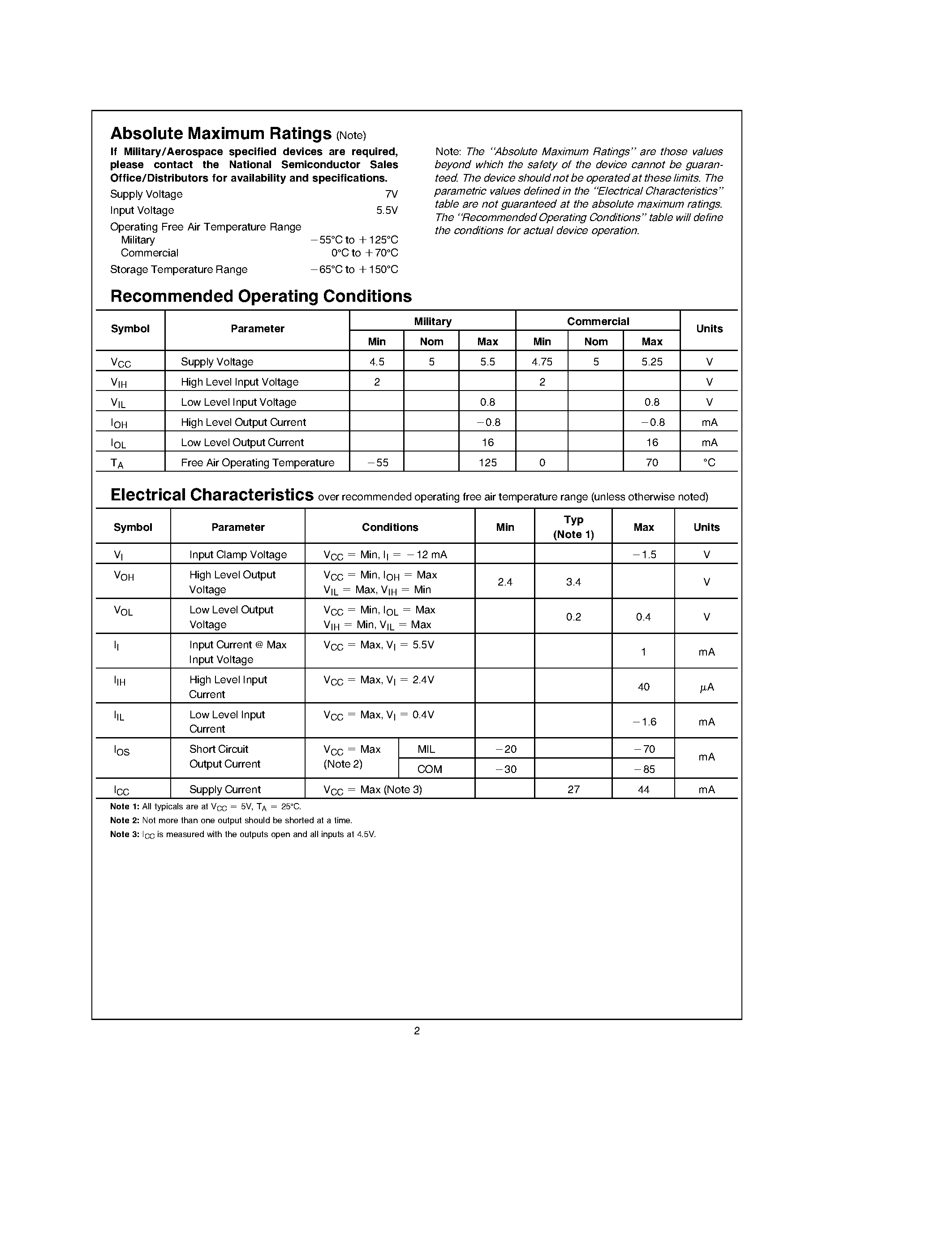 Datasheet DM9309 page 2 Datasheet DM9309 - Dual 4-Bit Data Selectors/Multiplexers page 2