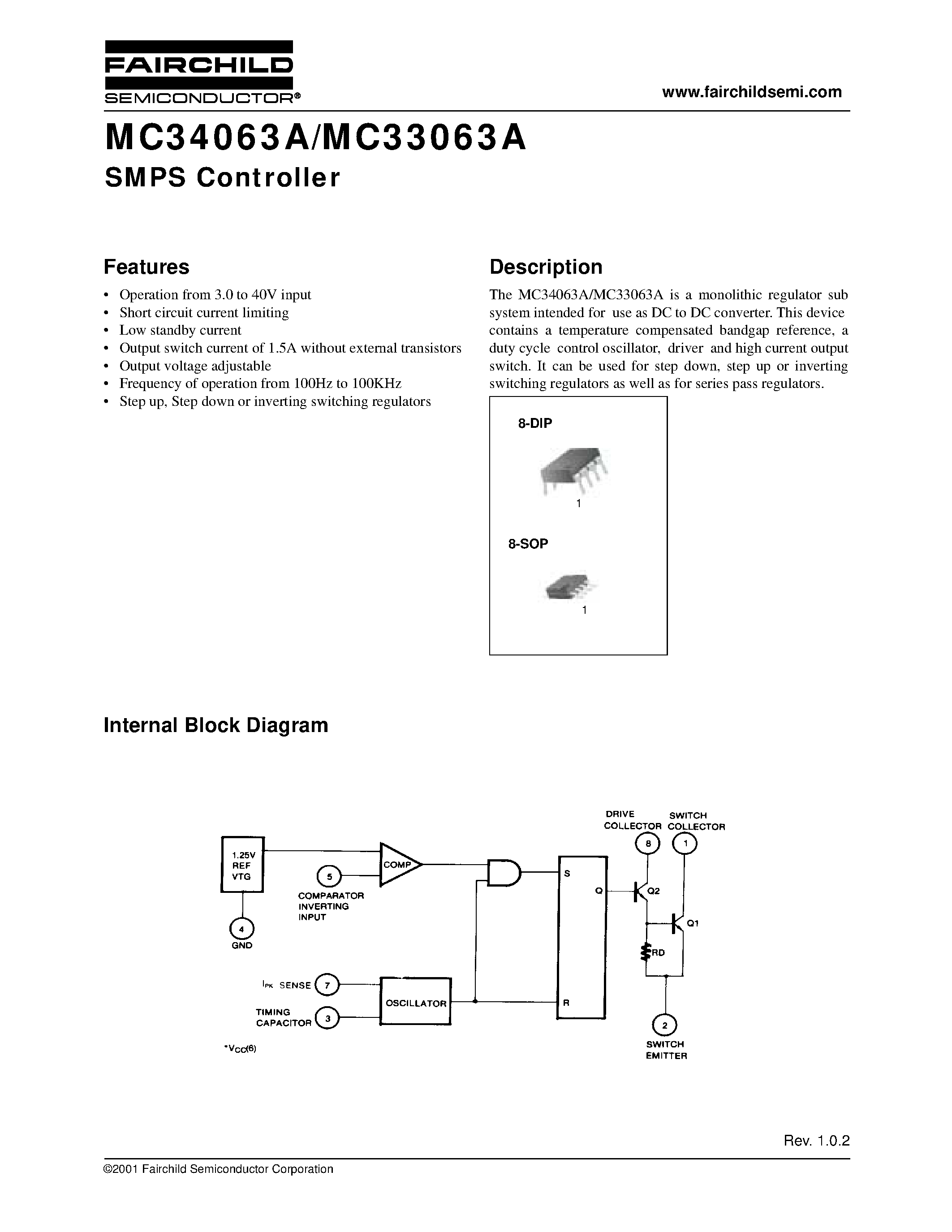 Datasheet MC34063A - SMPS Controller page 1