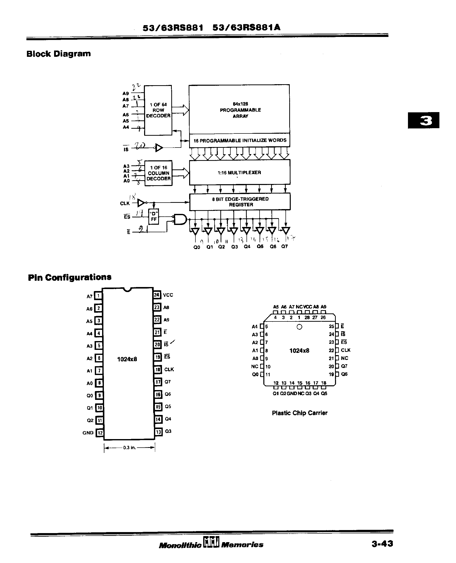 Datasheet 63RS881 - High Performance 1024 x 8 Registered PROM page 2