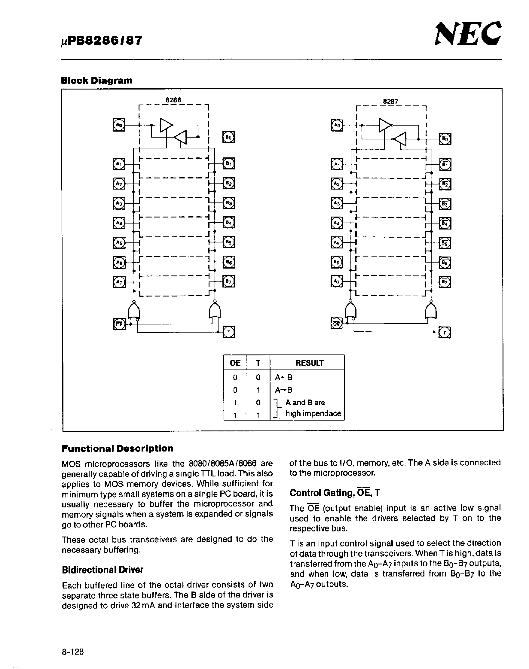 Даташит UPB8286 - (UPB8287) 8 BIT BUS TRANSCEIVERS страница 2