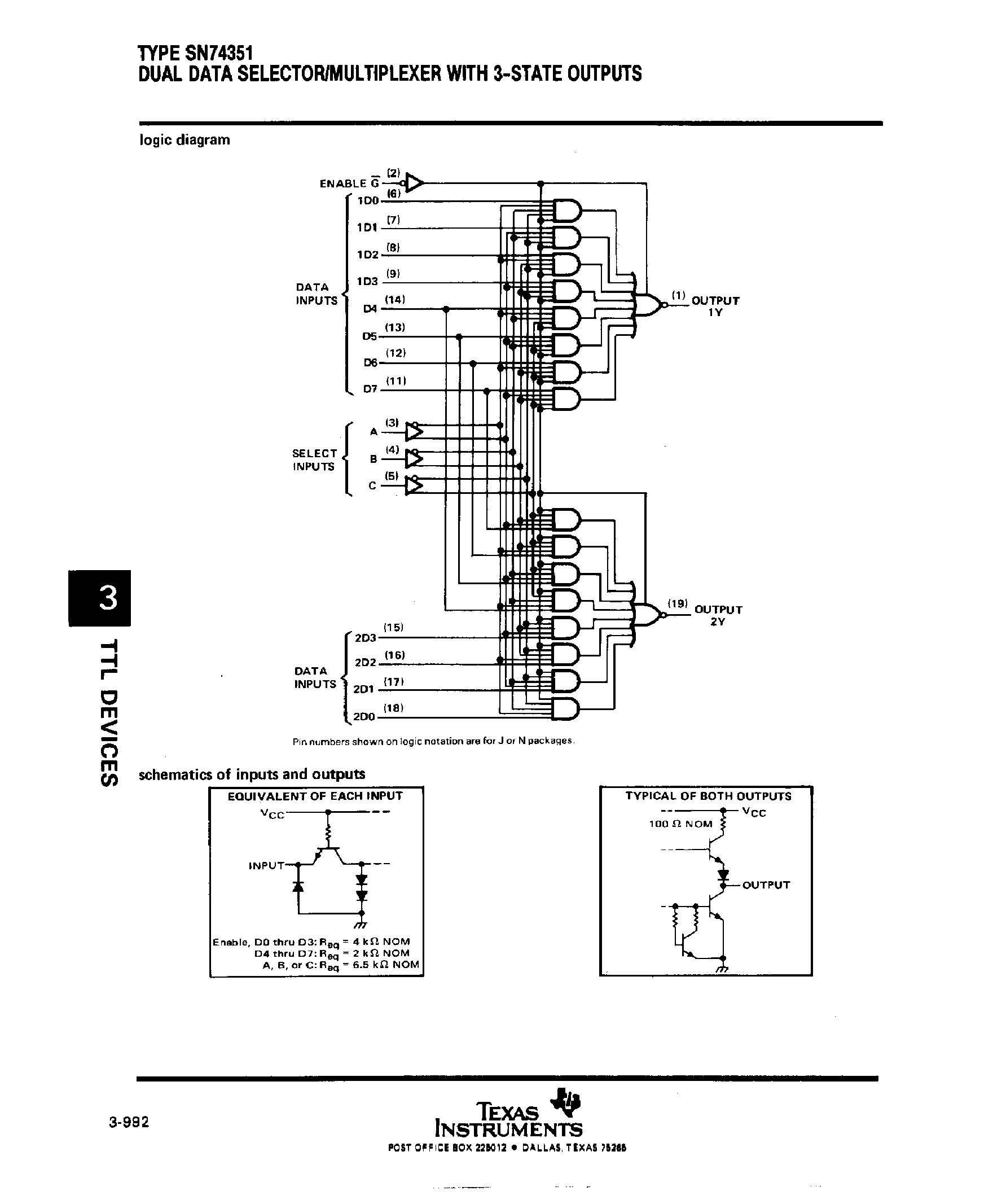 Datasheet SN74351 - Dual Data Selector / Multiplexer with 3 State Outputs page 2