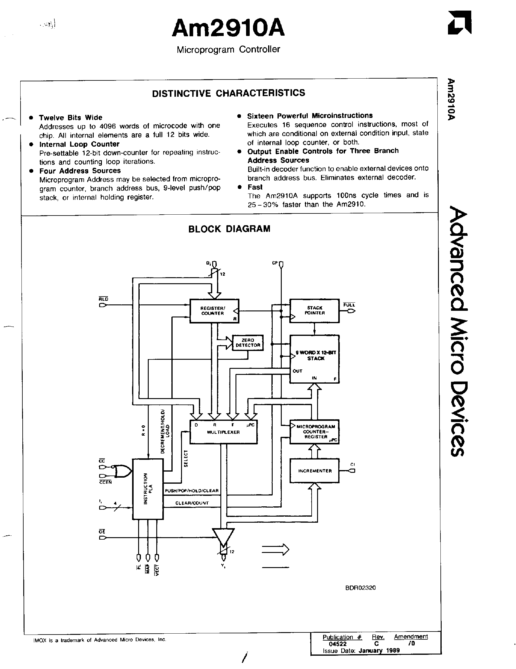 Datasheet AM2910A - Microprogram Controller page 1