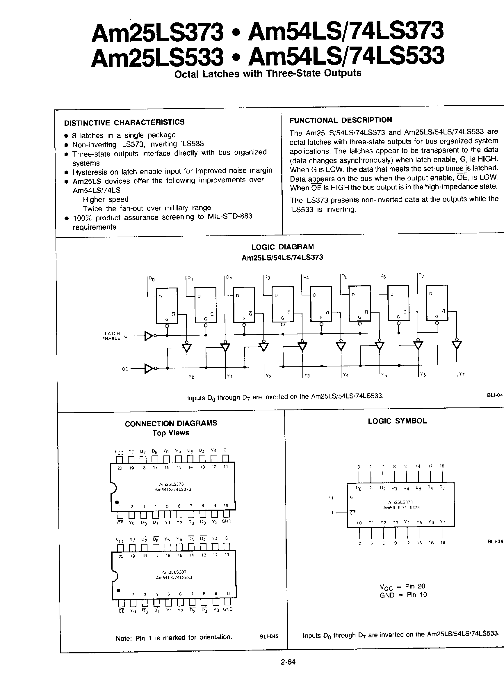 Datasheet AM25LS373 - Octal Latched with 3 State Outputs page 1