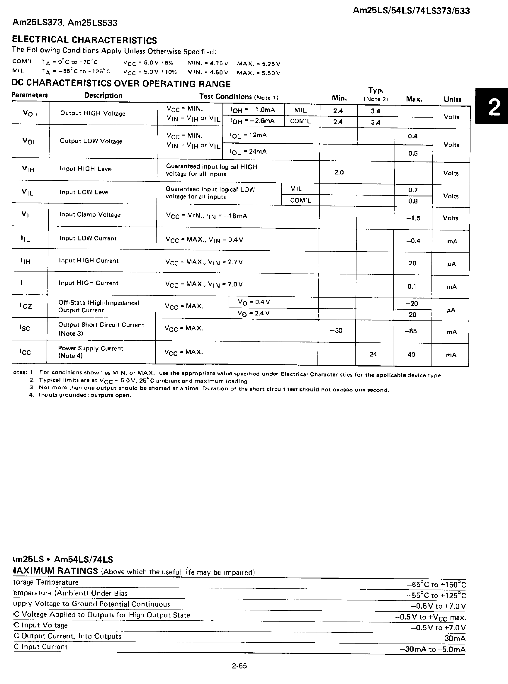 Datasheet AM25LS373 - Octal Latched with 3 State Outputs page 2
