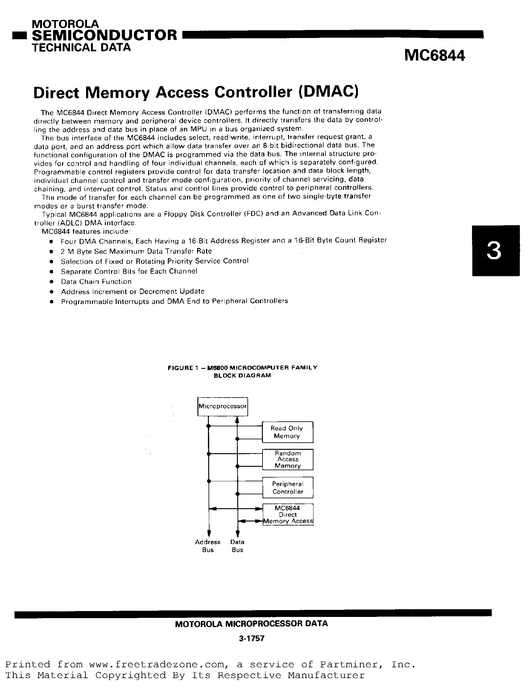 Datasheet MC6844 - Direct Memory Access Controller page 1