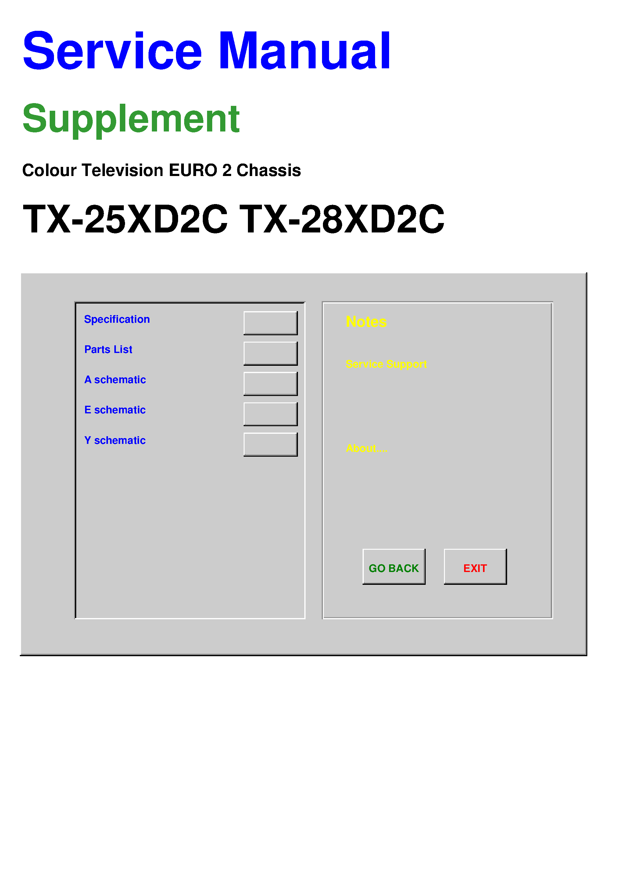 Datasheet TX25XD2C - TV Euro 2 Chassis Manual page 1