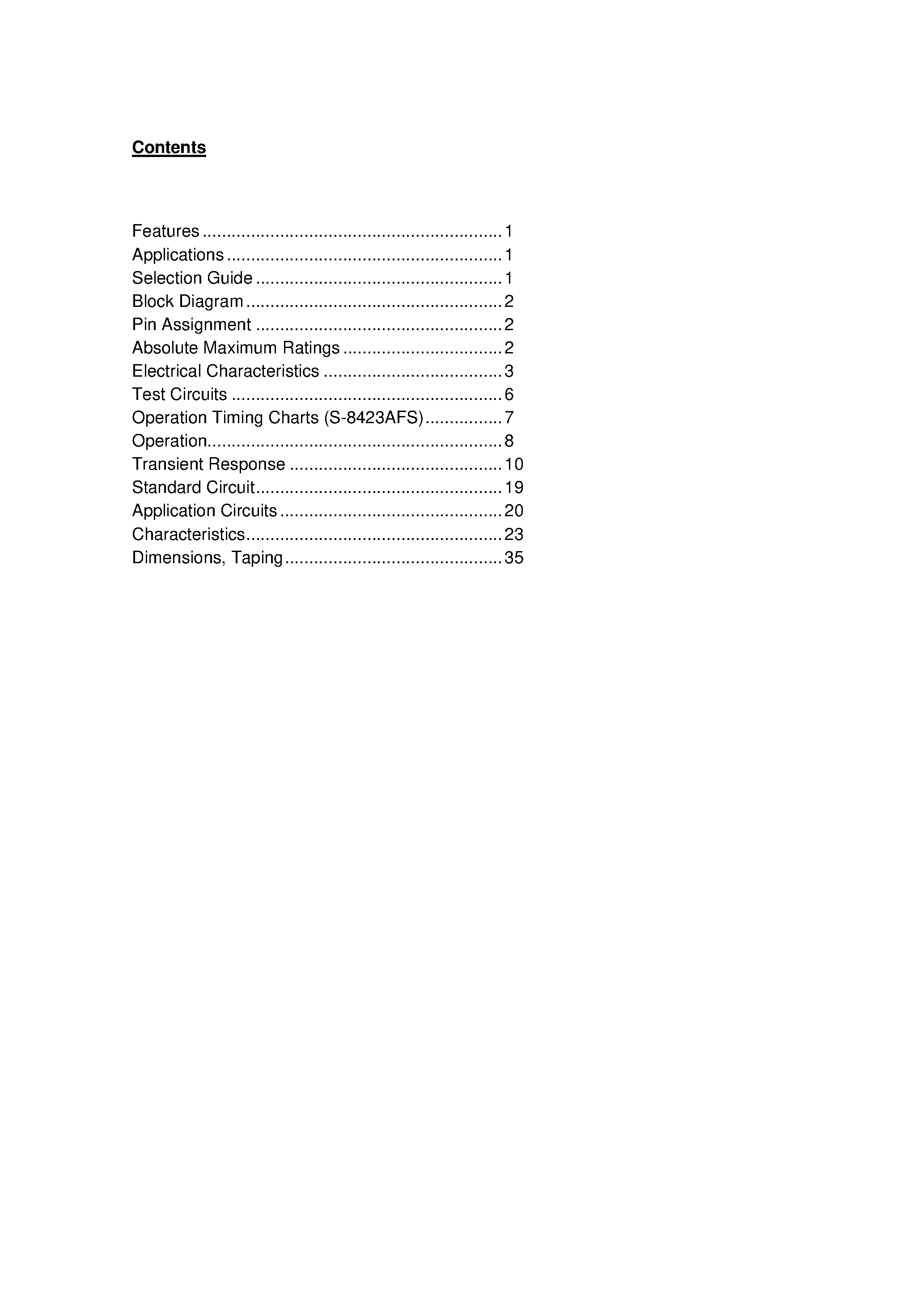 Datasheet S8423 - Battery Backup IC page 1