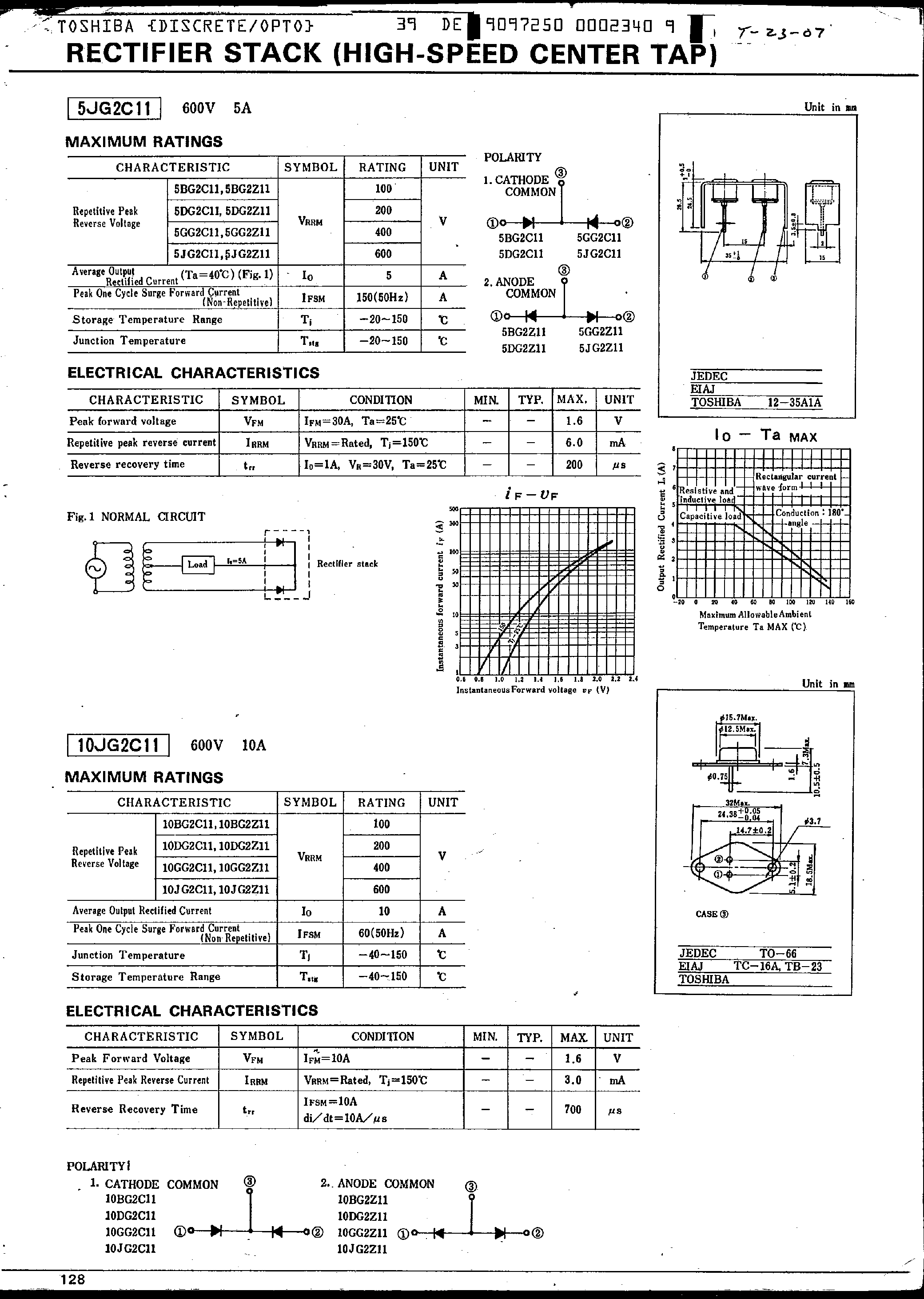 Datasheet 5DG2Z11 page 1 Datasheet 5DG2Z11 - Rectifier Stack / High Speed Center Tap page 1
