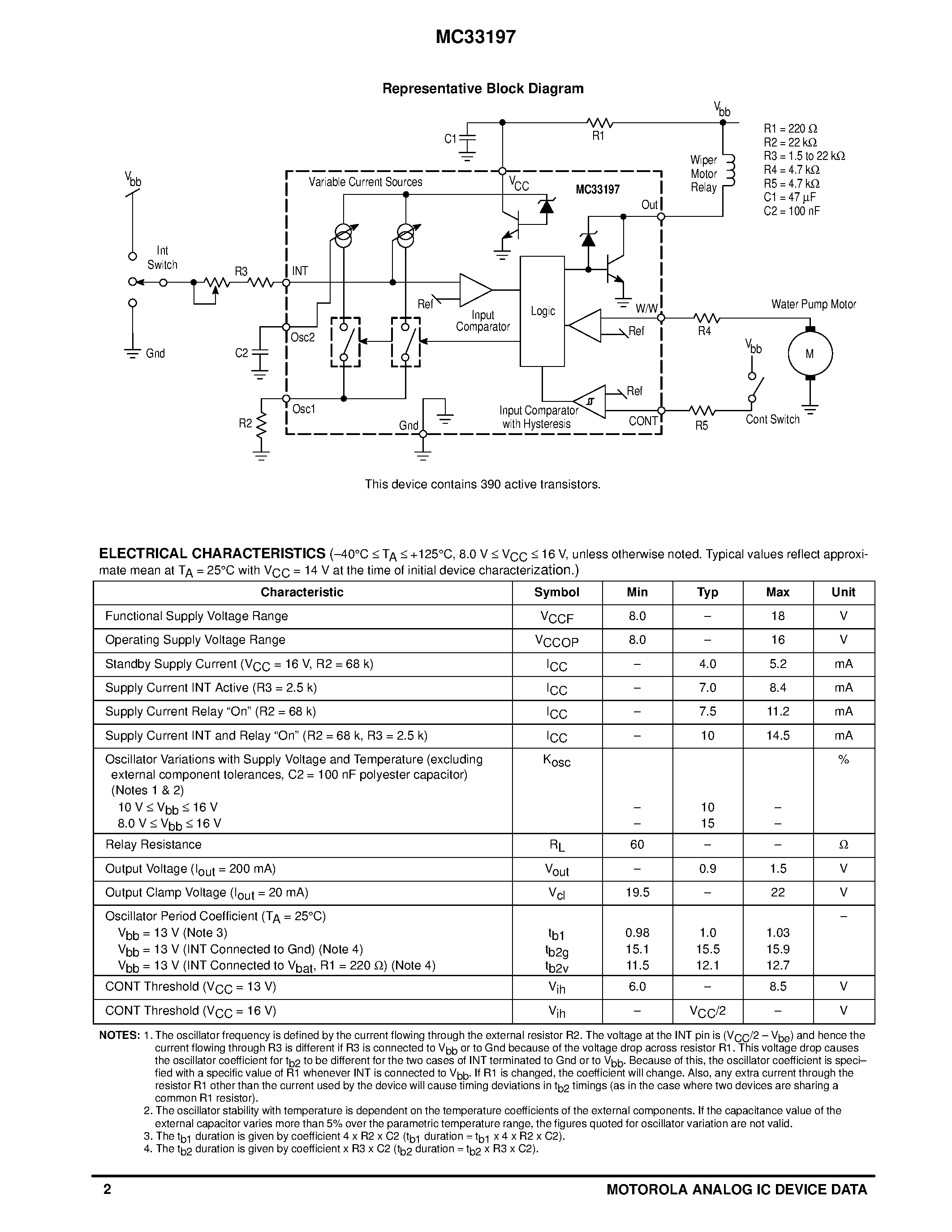 Datasheet MC33197 page 2 Datasheet MC33197 - AUTOMOTIVE WASH WIPER TIMER page 2