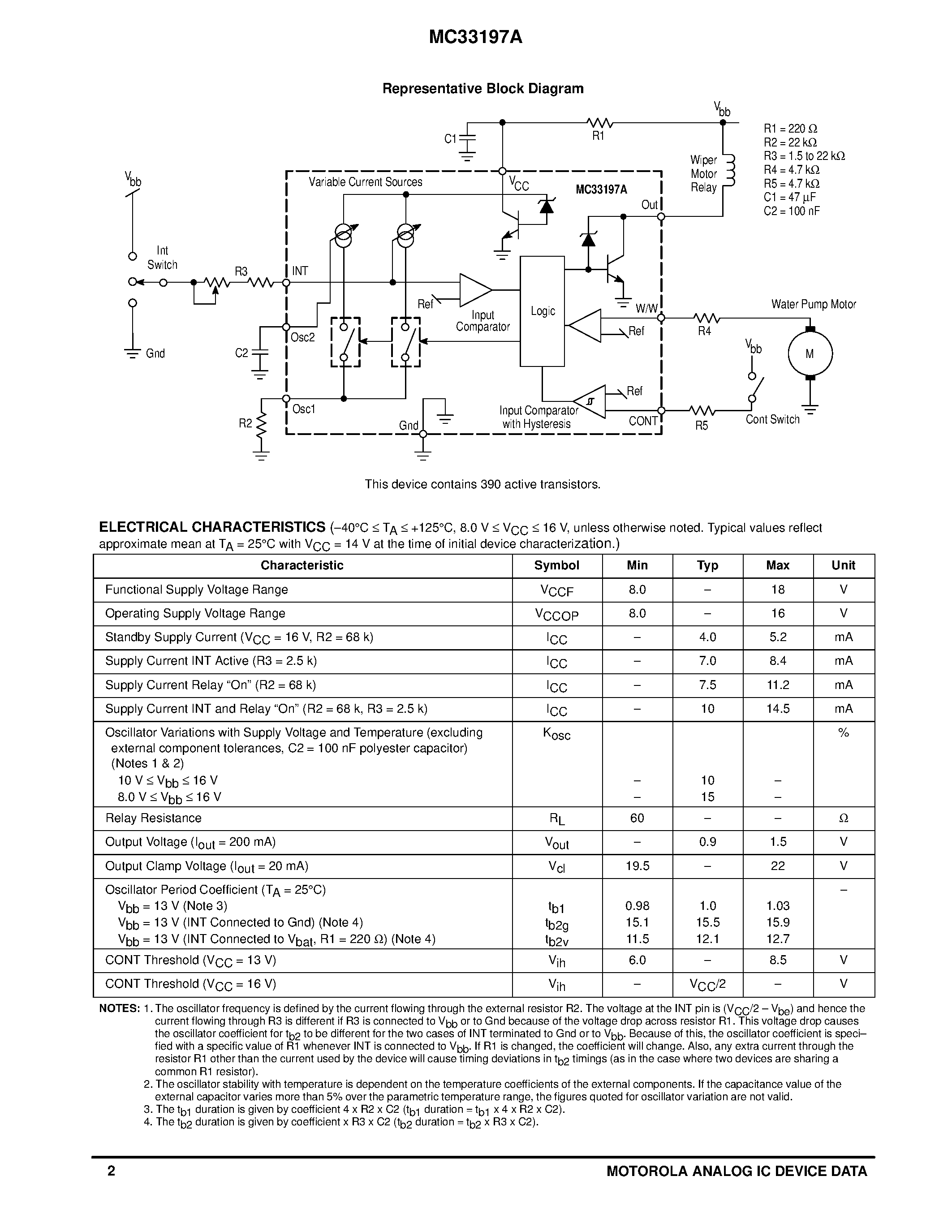 Datasheet MC33197A - AUTOMOTIVE WASH WIPER TIMER page 2