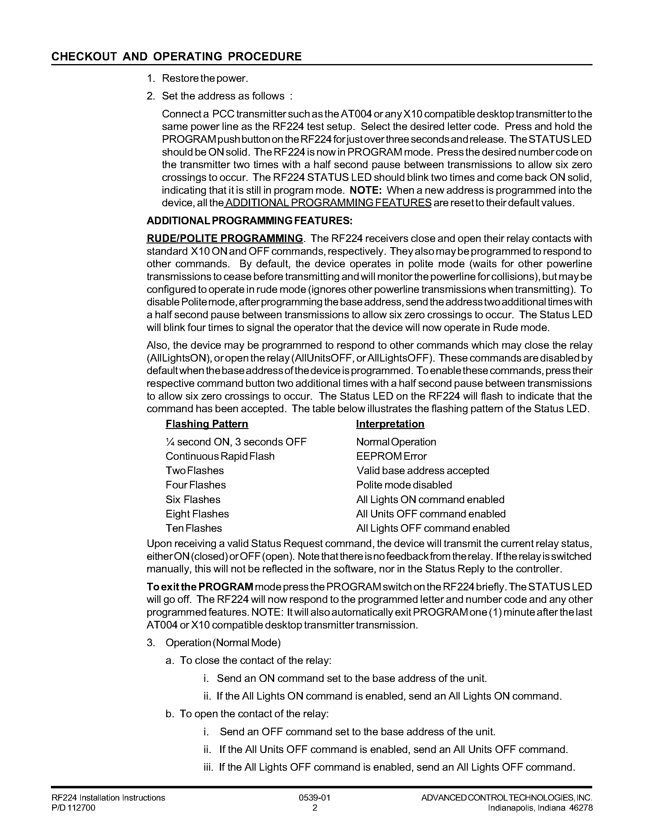 Datasheet RF224 - A10 208 VAC / 20A / Feed-Thru Relay Fixture Receiver page 2