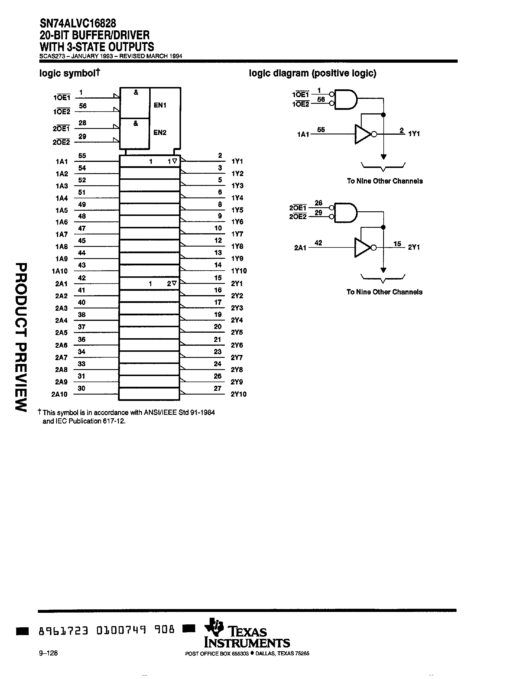Datasheet SN74ALVC16828 page 2 Datasheet SN74ALVC16828 - 20 Bit Buffer / Driver with 3 State Outputs page 2