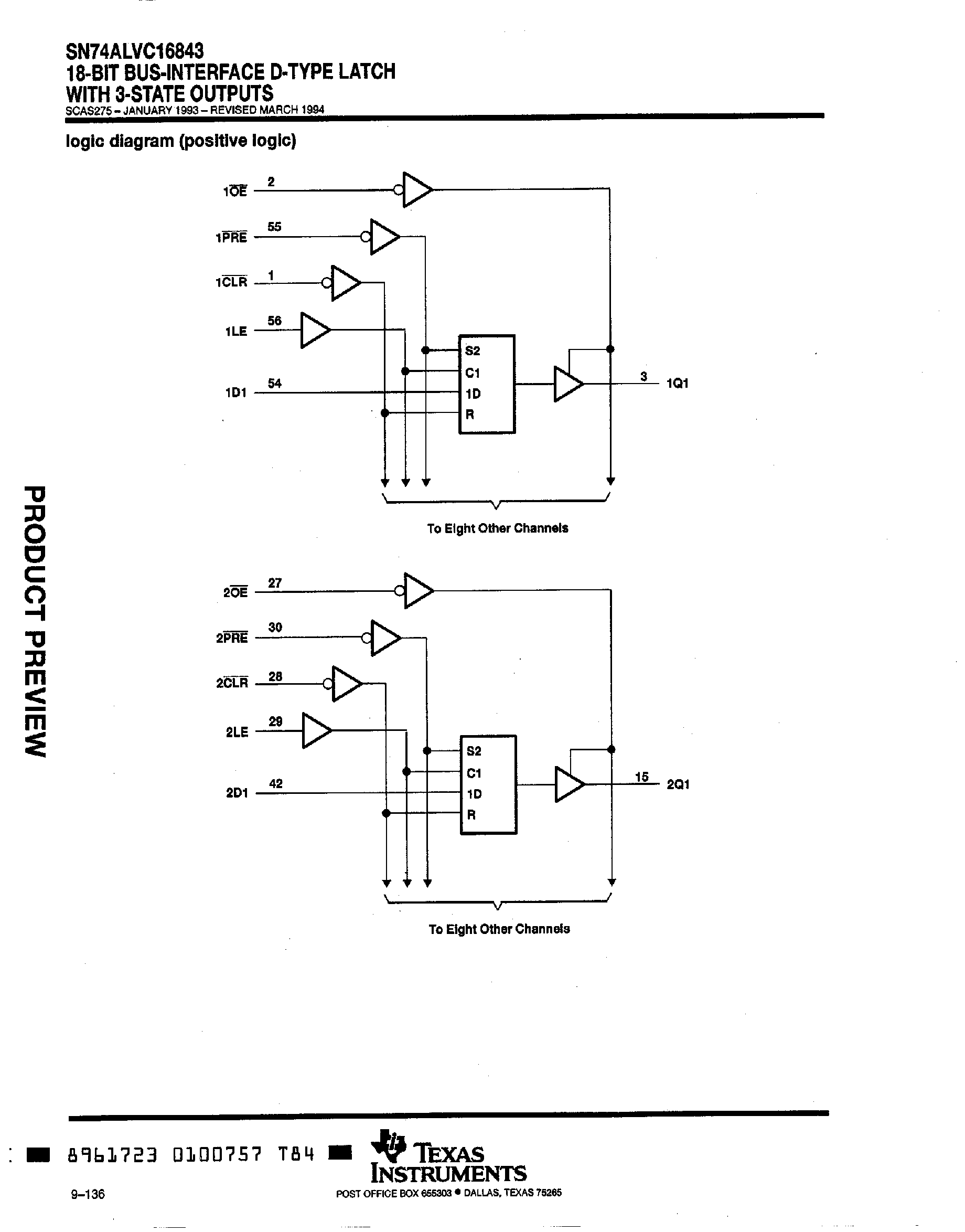 Datasheet SN74ALVC16843 - 18 Bit Bus Interface D-Type Latch with 3 State Outputs page 2