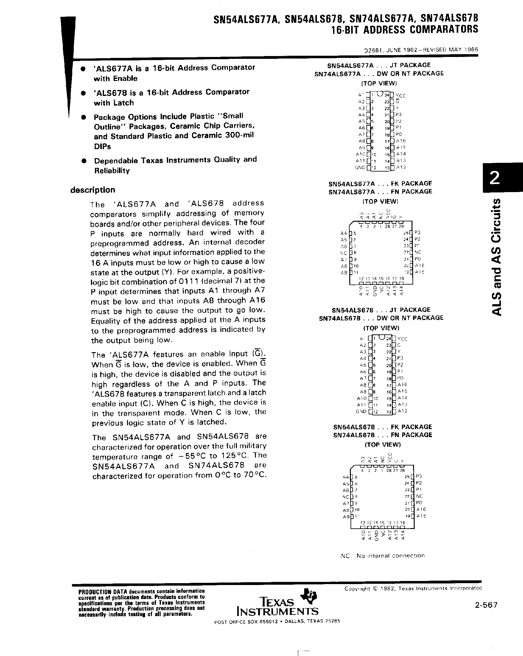 Даташит на микросхему SN74ALS678 страница 1 Даташит SN74ALS678 - (SN74ALS677A) 16 Bit Address Comparators страница 1