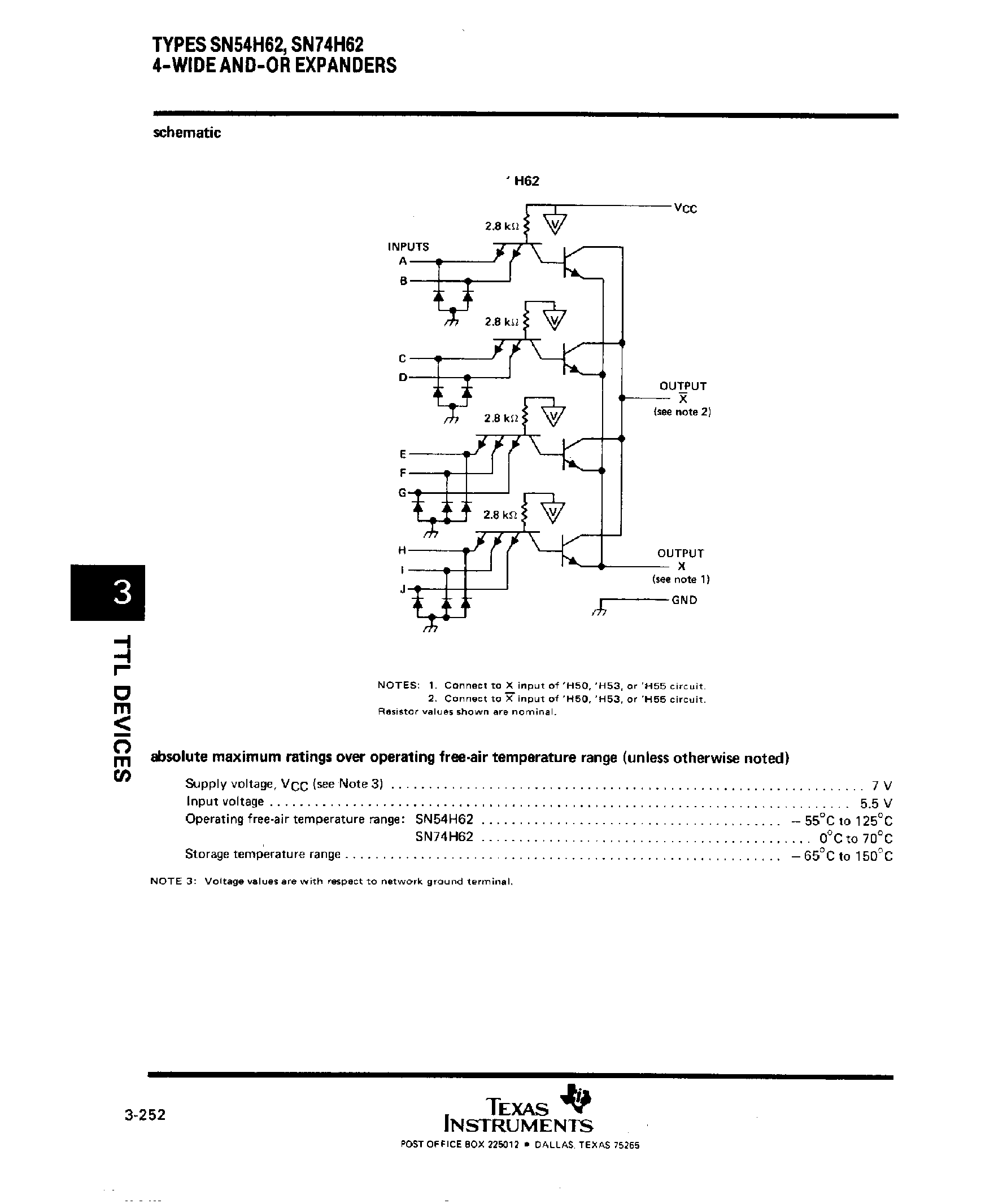 Datasheet SN74H62 page 2 Datasheet SN74H62 - 4 Wind And-Or Expanders page 2