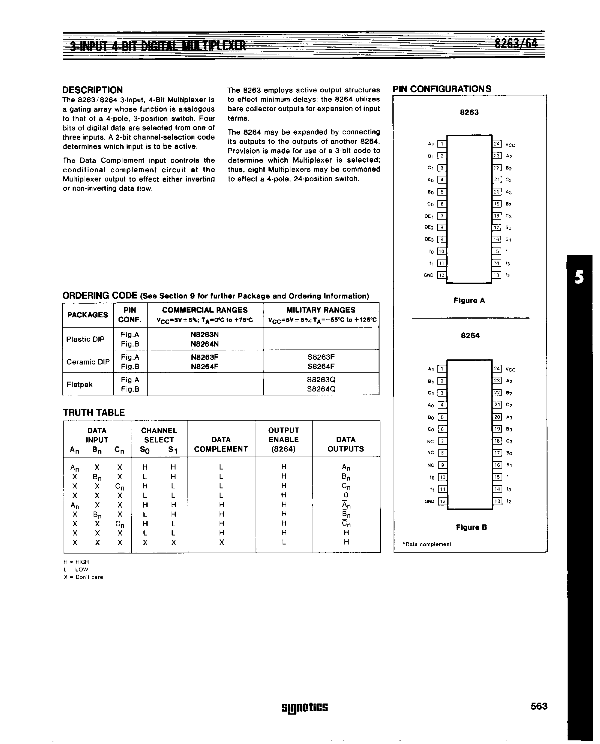 Даташит на микросхему N8263 страница 1 Даташит N8263 - 3 Input 4 Bit Digital Multiplexer страница 1