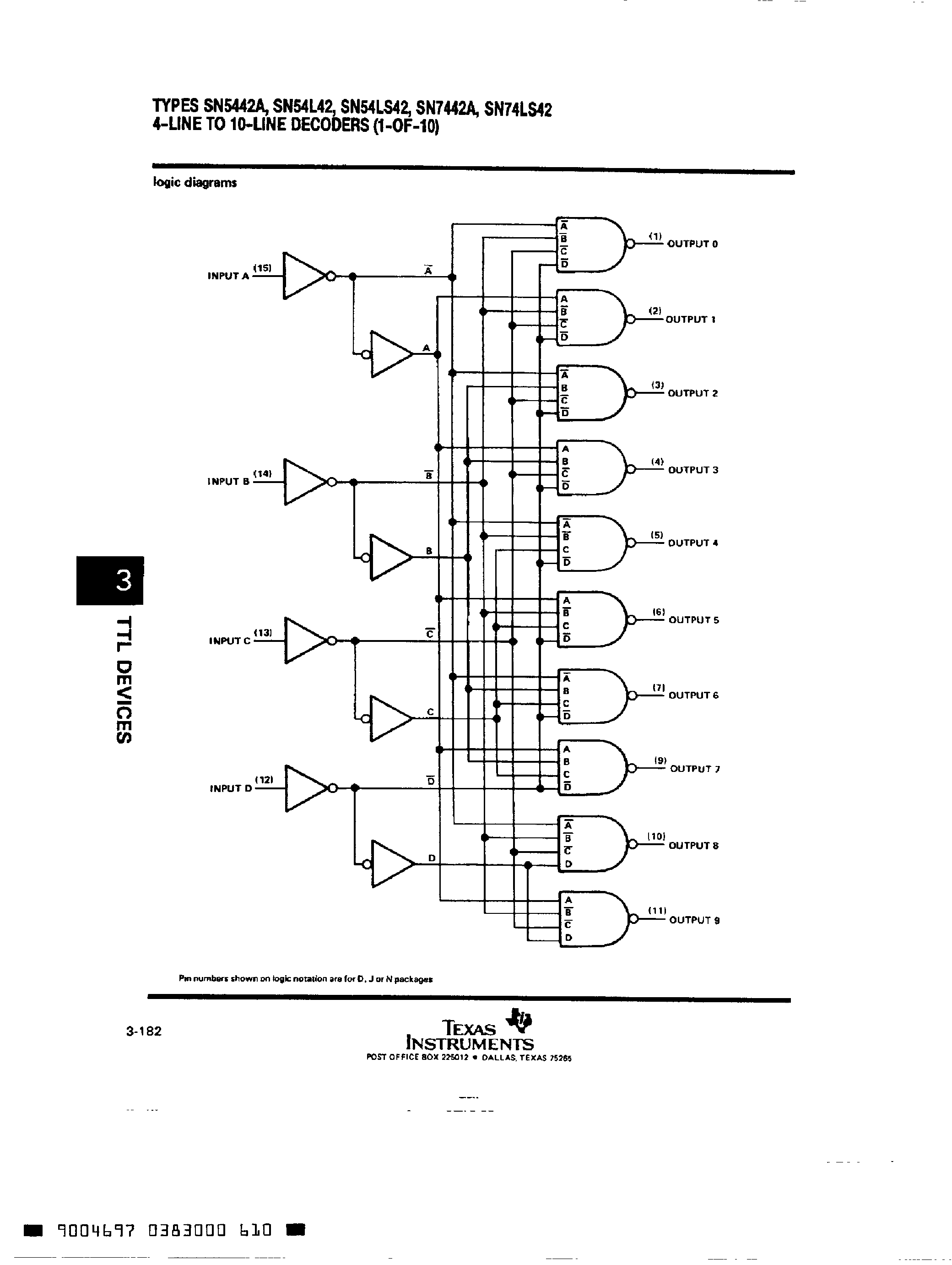 Datasheet SN7443 - 4 Line to 10 Line Decoders page 2