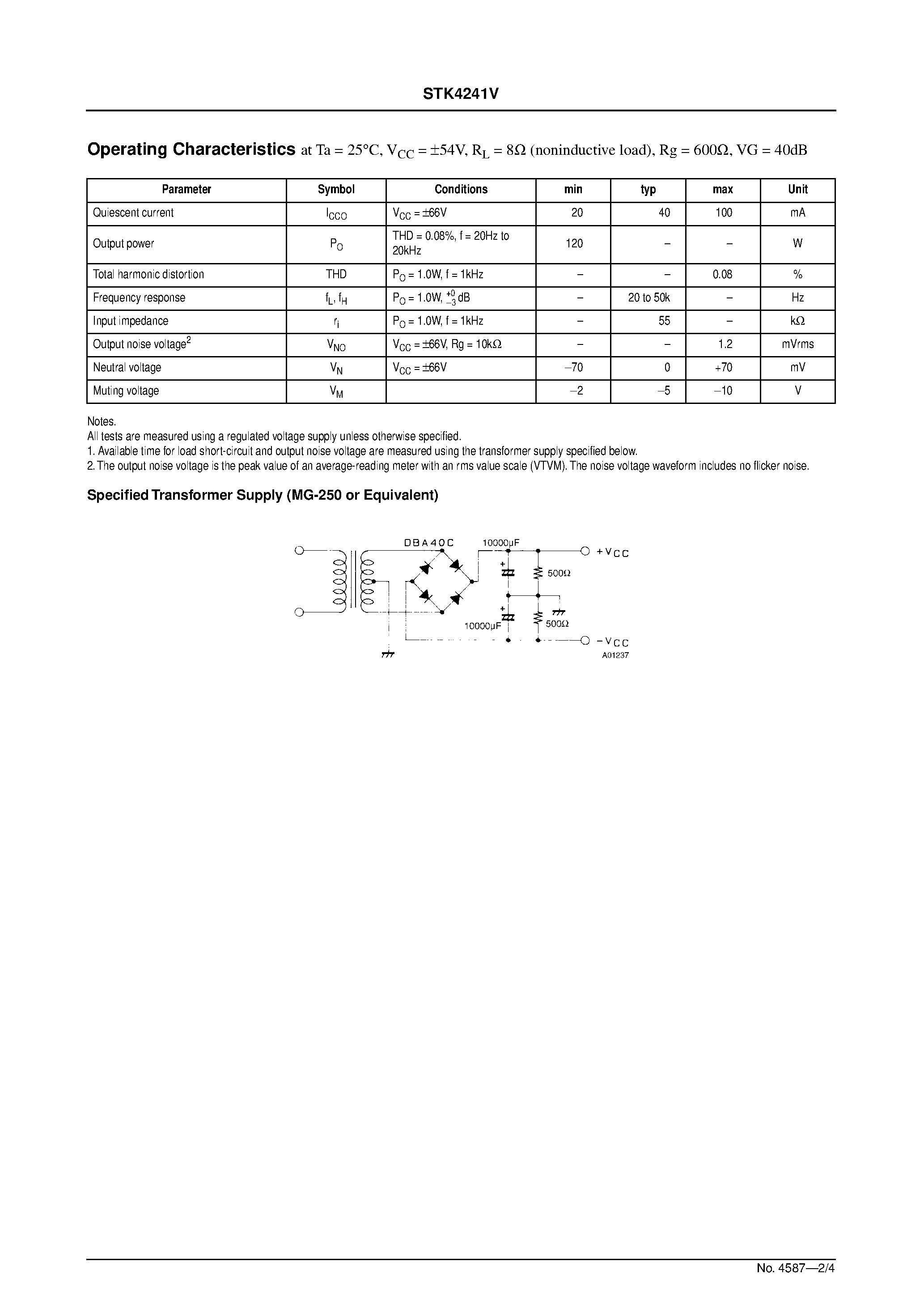 Datasheet STK4241V page 2 Datasheet STK4241V - AF Power Amplifier page 2