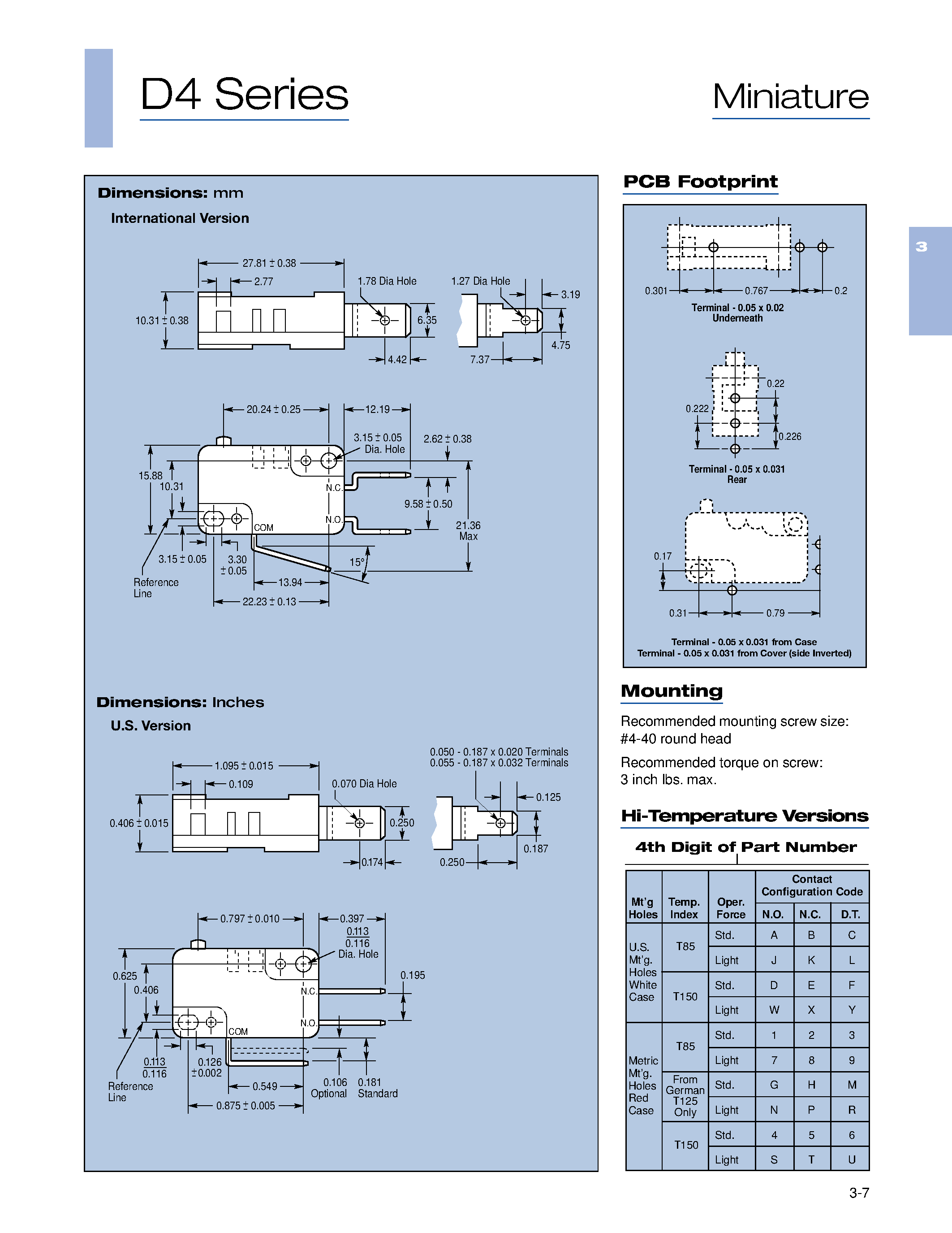 Даташит на микросхему D418 страница 2 Даташит D418 - D4 Series / Limit Switch страница 2