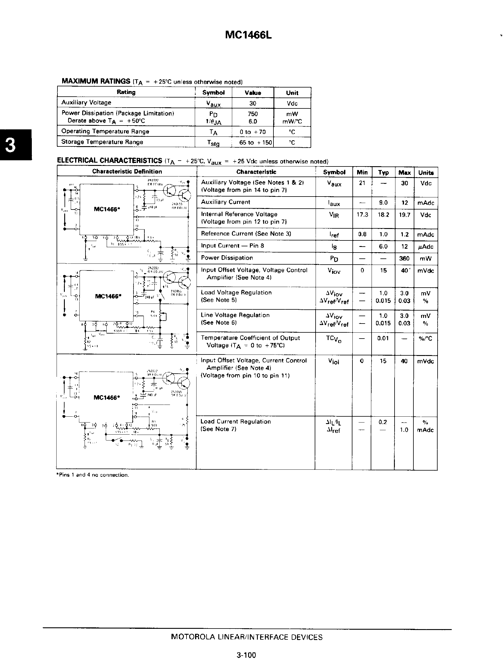 Datasheet MC1466L - PRECISION WIDE RANGE VOLTAGE AND CURRENT REGULATOR page 2