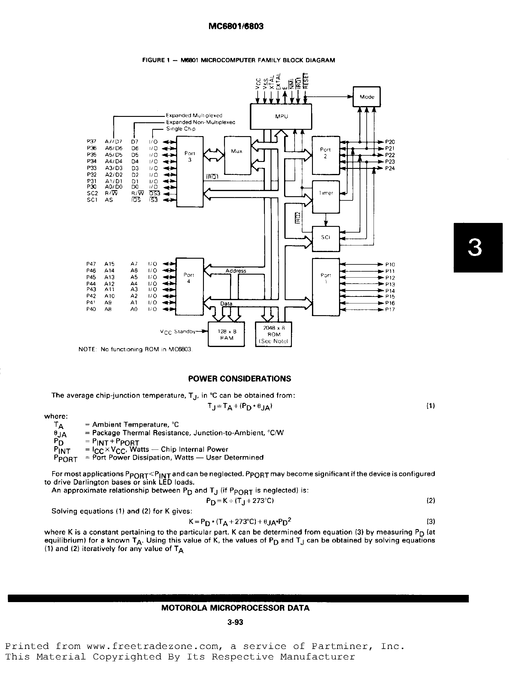 Datasheet MC6803 - (MC6801) Microcontroller / Microprocessor page 2