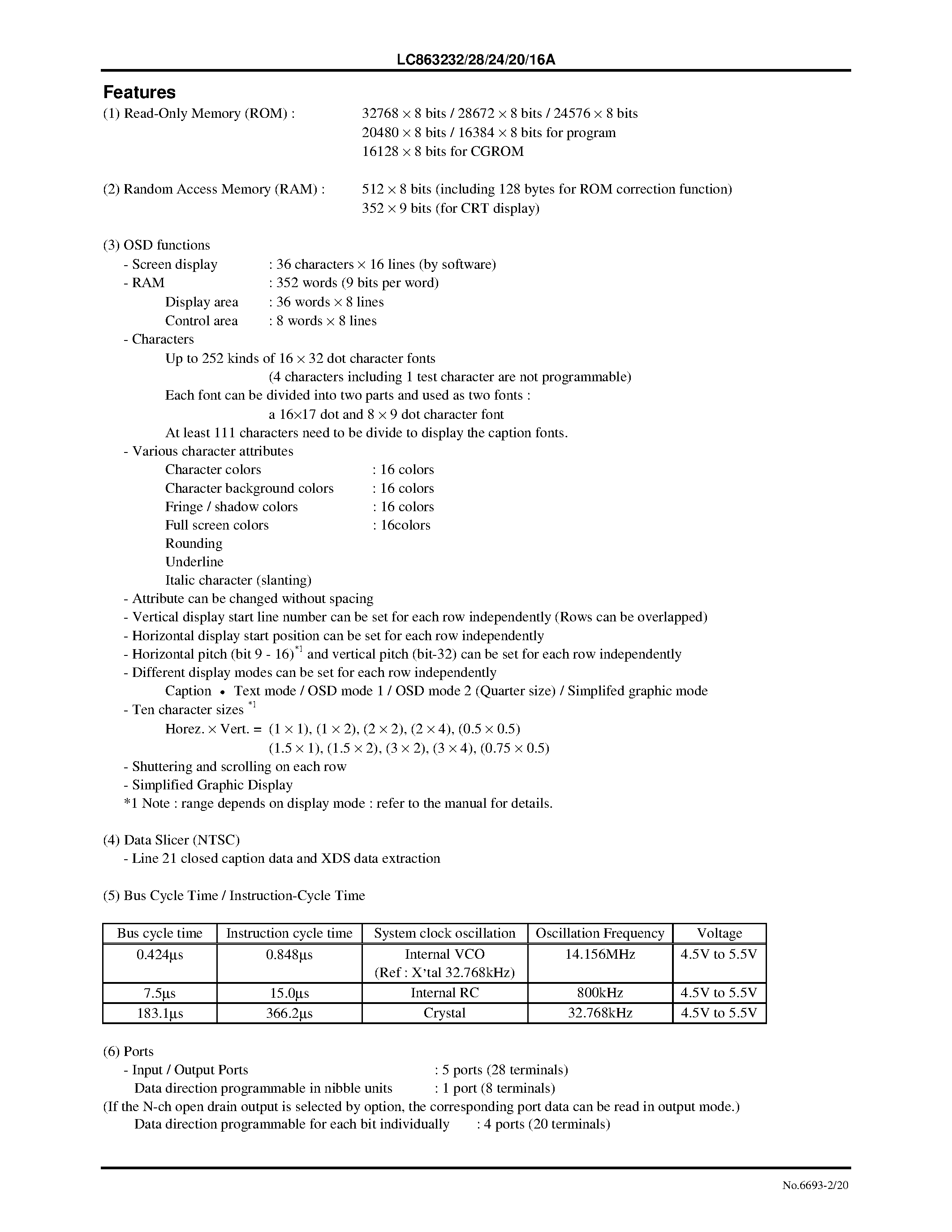 Datasheet LC86F3248A - 8 Bit Single Chip Microcontroller page 2