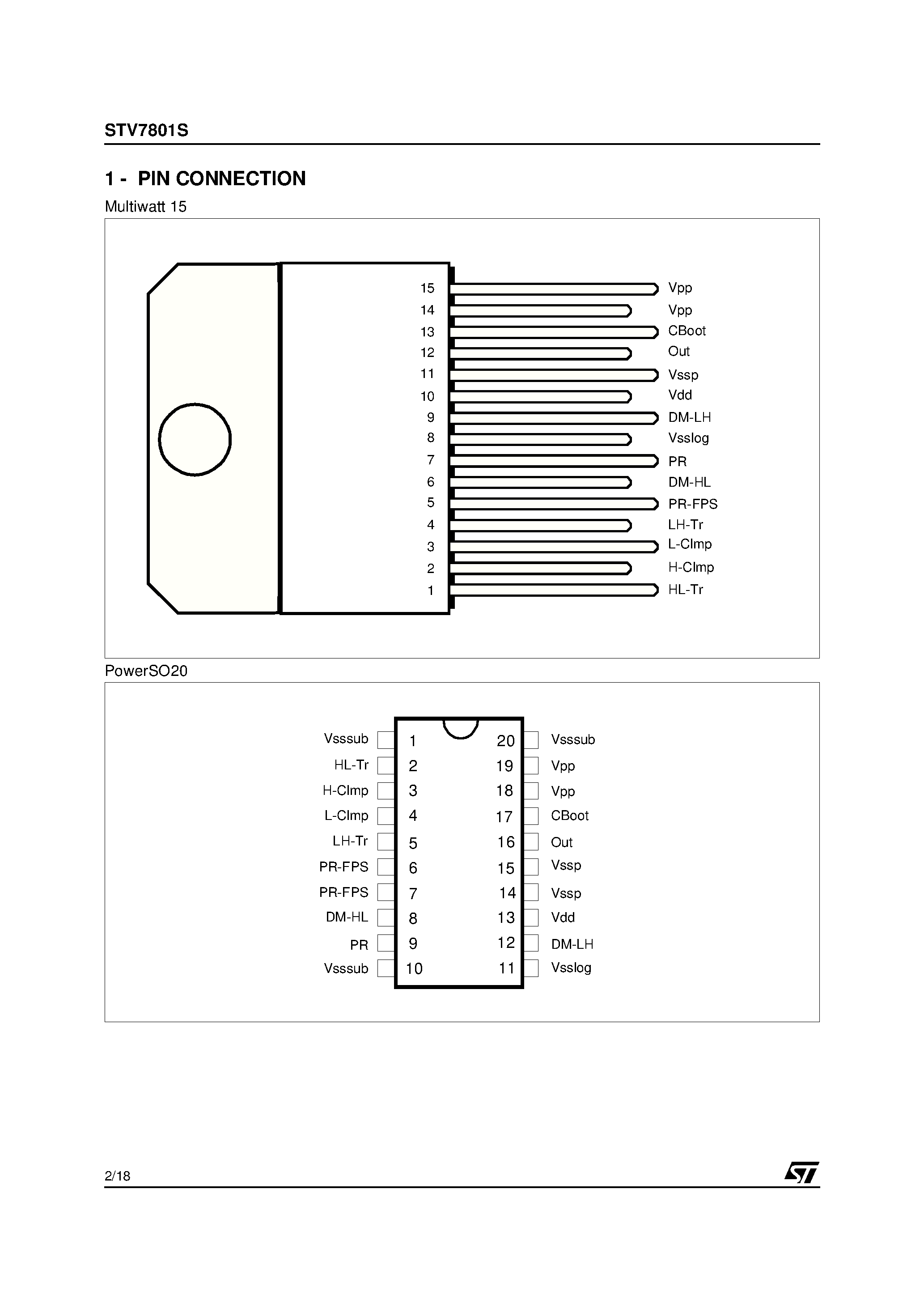 Datasheet STV7801S page 2 Datasheet STV7801S - PLASMA DATA POWER SWITCH page 2