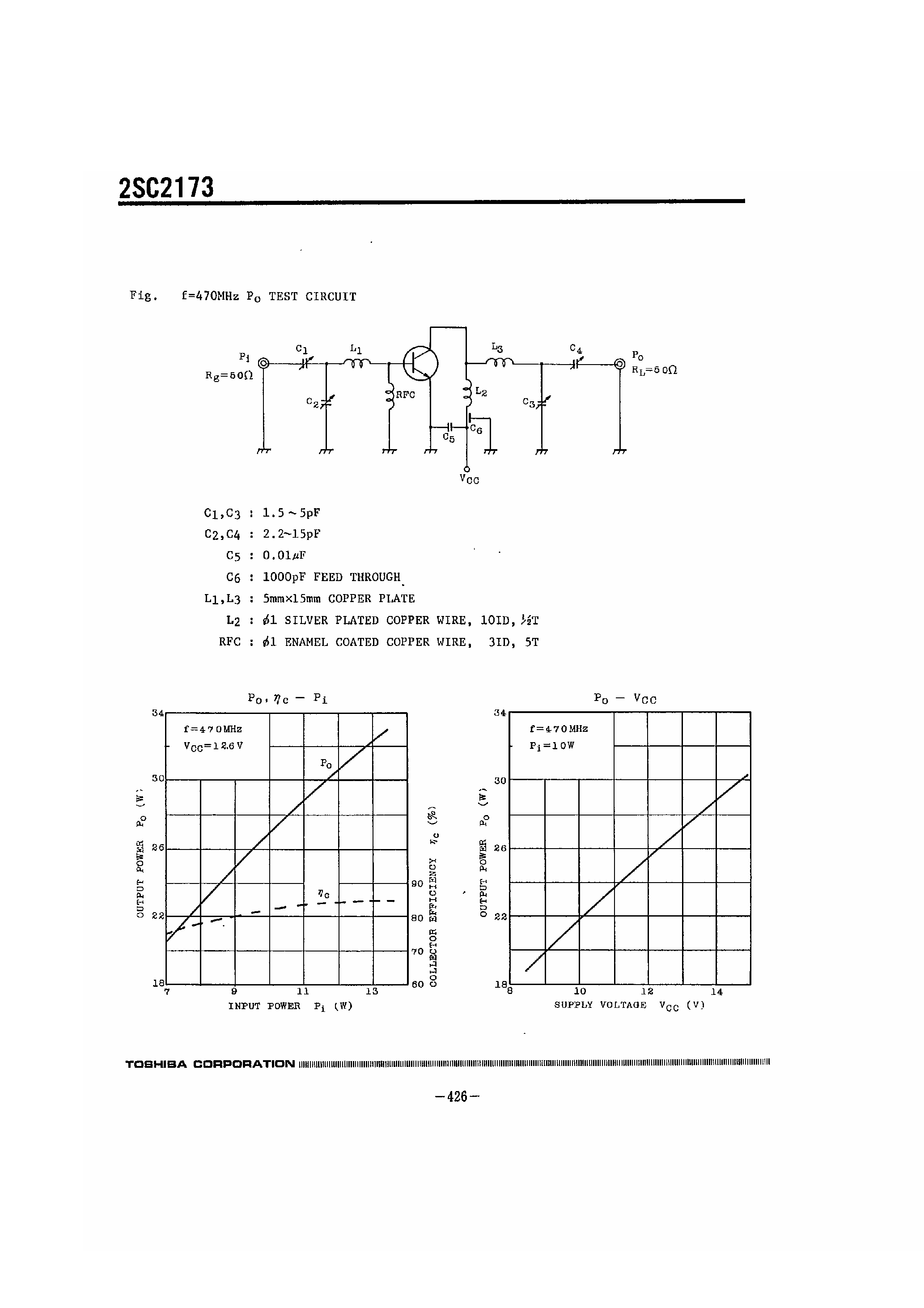 Datasheet 2SC2173 page 2 Datasheet 2SC2173 - UHF Band Power Amplifier Applications page 2