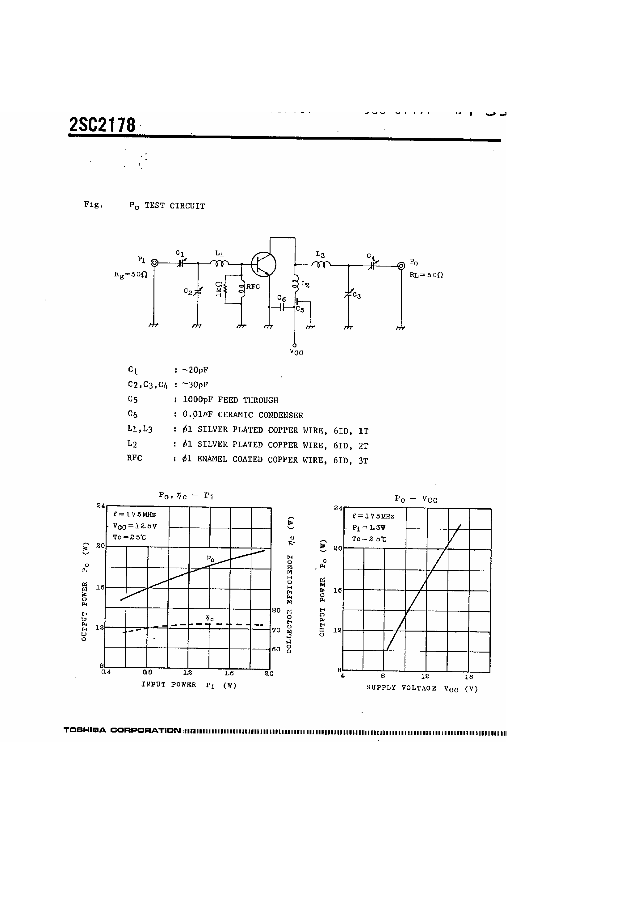 Datasheet 2SC2178 page 2 Datasheet 2SC2178 - VHF Band Power Amplifier Applications page 2
