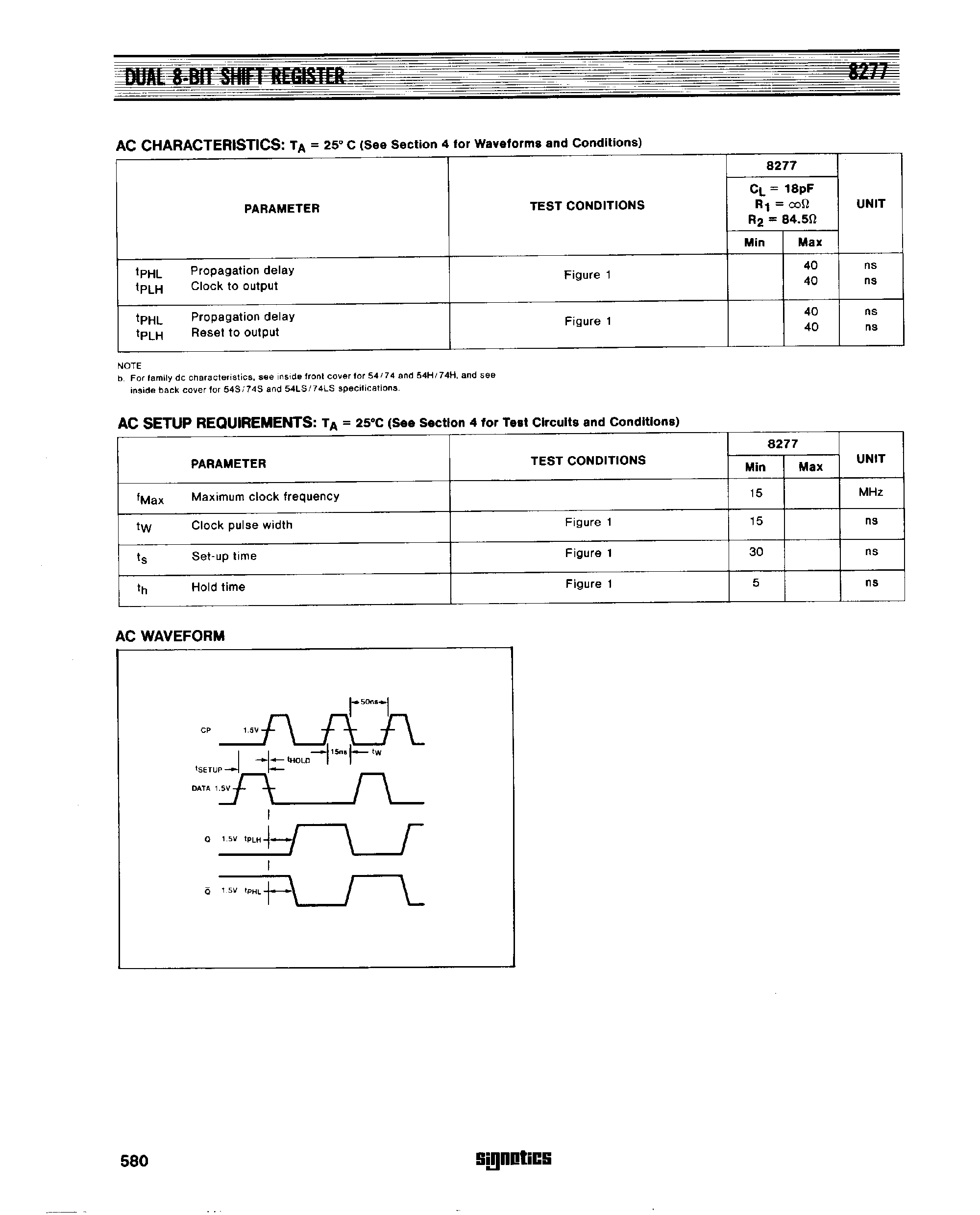 Datasheet N8277 - Dual 8 Bit Shift Register page 2