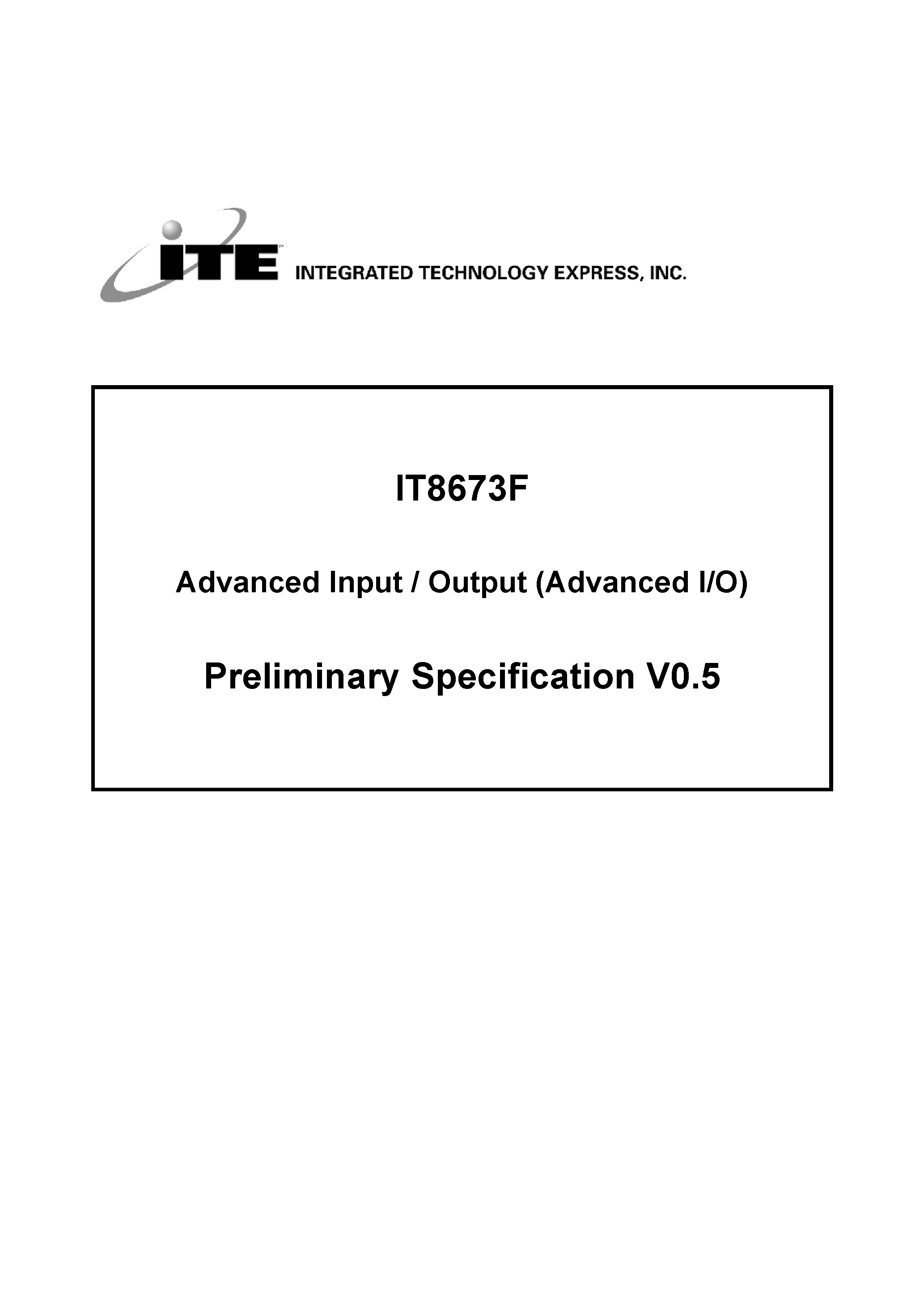Datasheet IT8673F - Advanced Isa I/o page 1