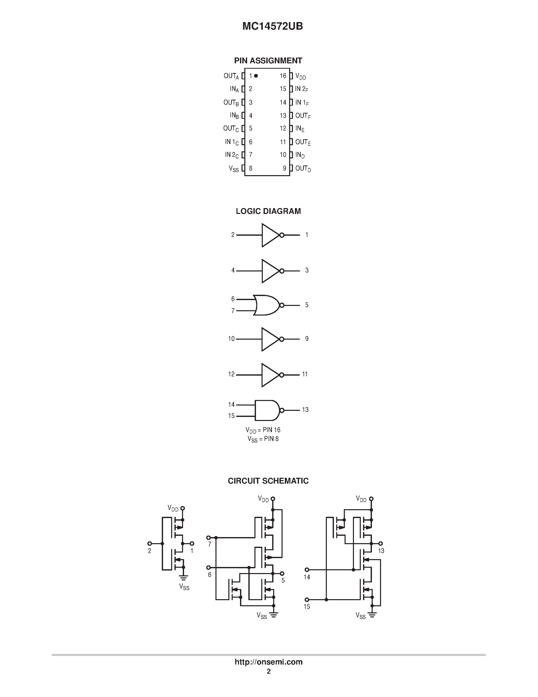 Datasheet MC14572UB page 2 Datasheet MC14572UB - Hex Gate page 2