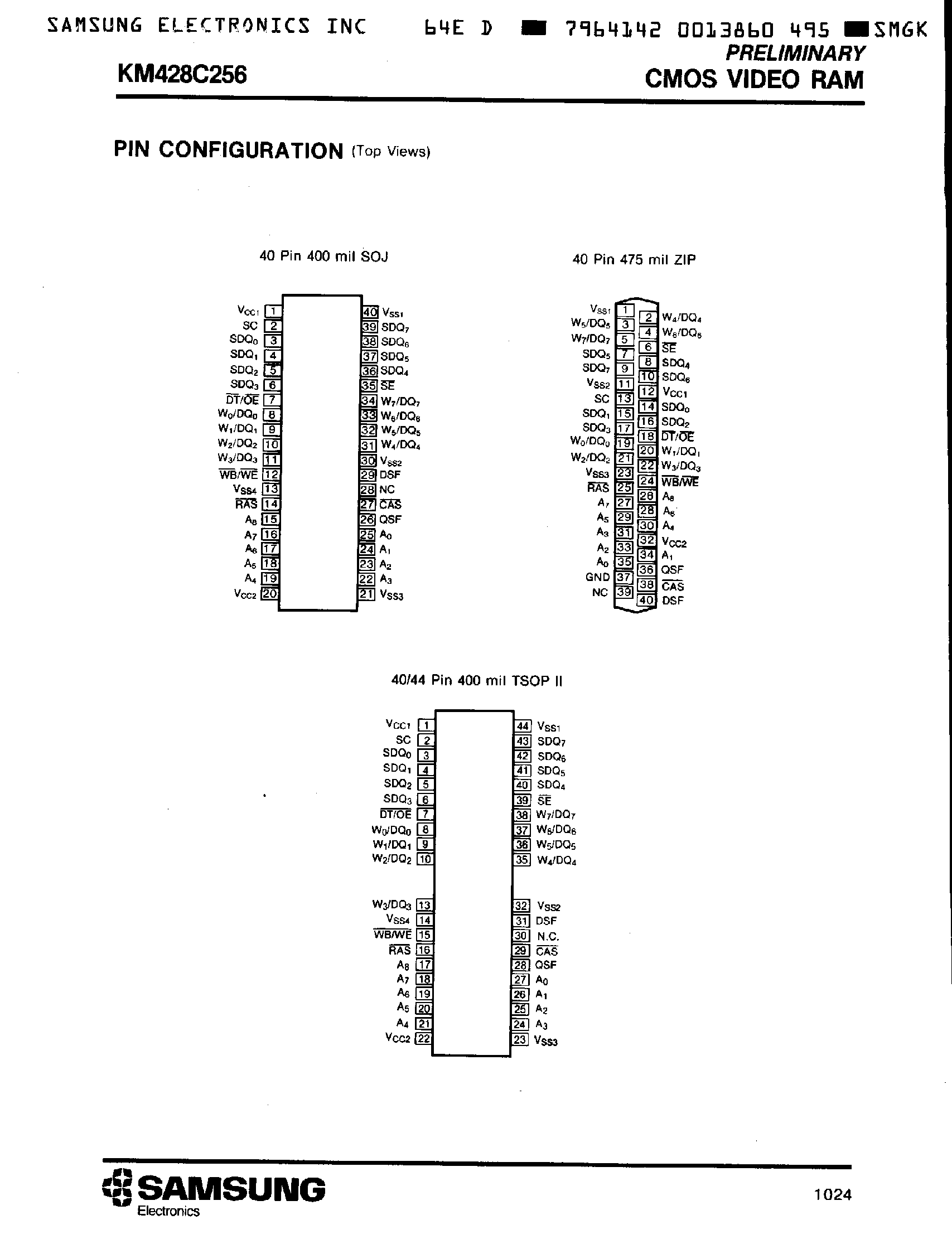 Даташит на микросхему KM428C256 страница 2 Даташит KM428C256 - 256K x 8 Bit CMOS Video RAM страница 2