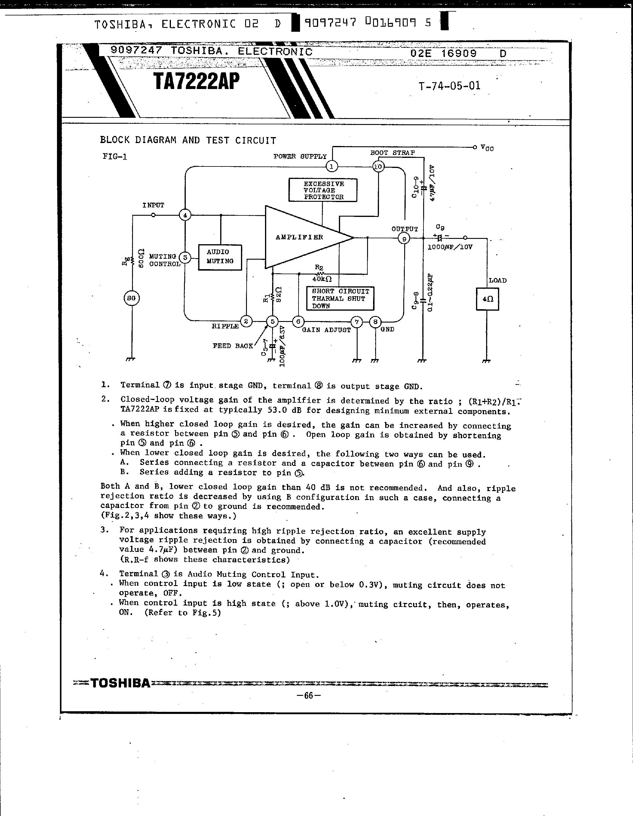 Datasheet TA7222AP - 5.8W AUDIO POWER AMPLIFIER page 2