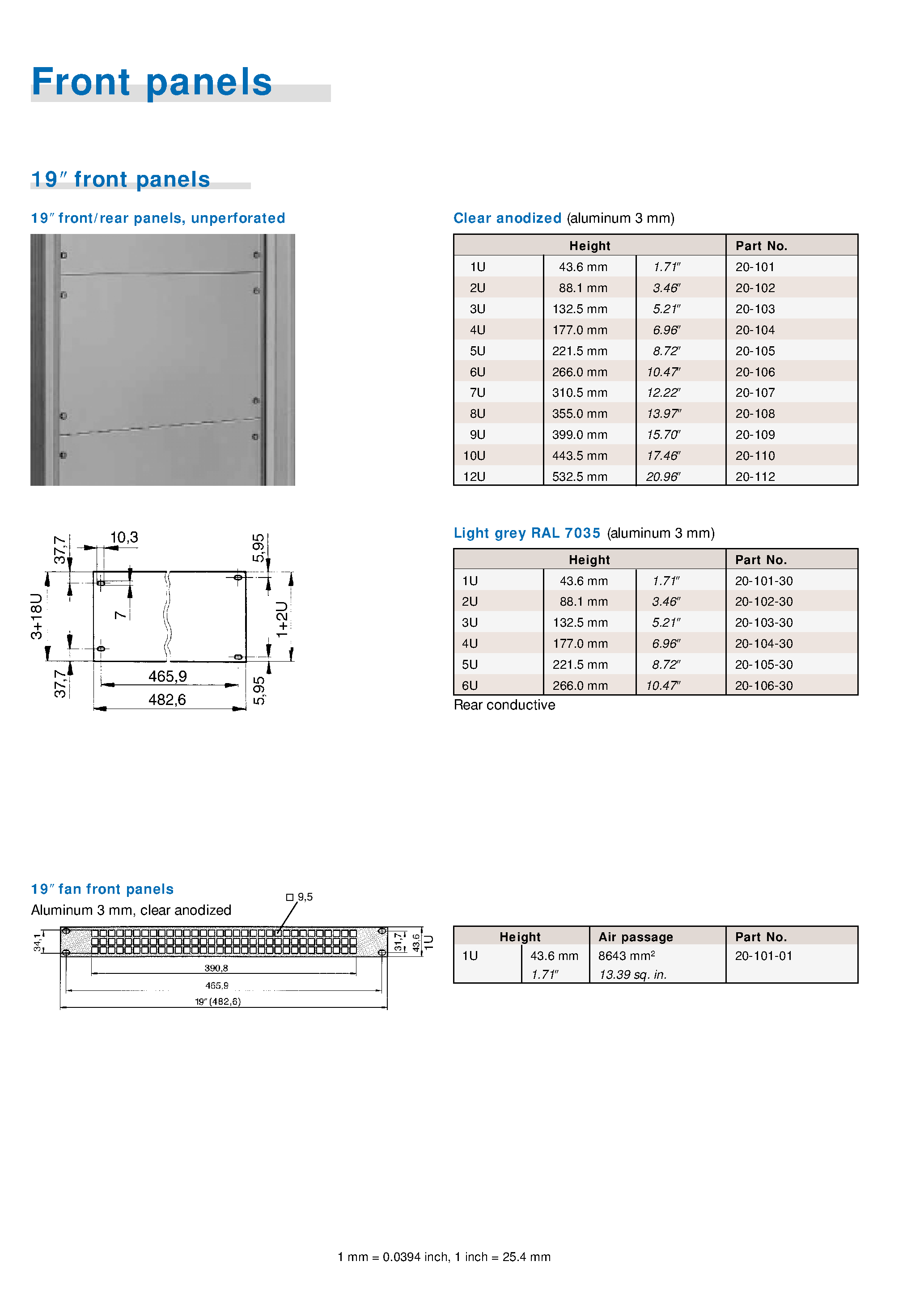 Datasheet 26F604-6 - Front Panels page 1