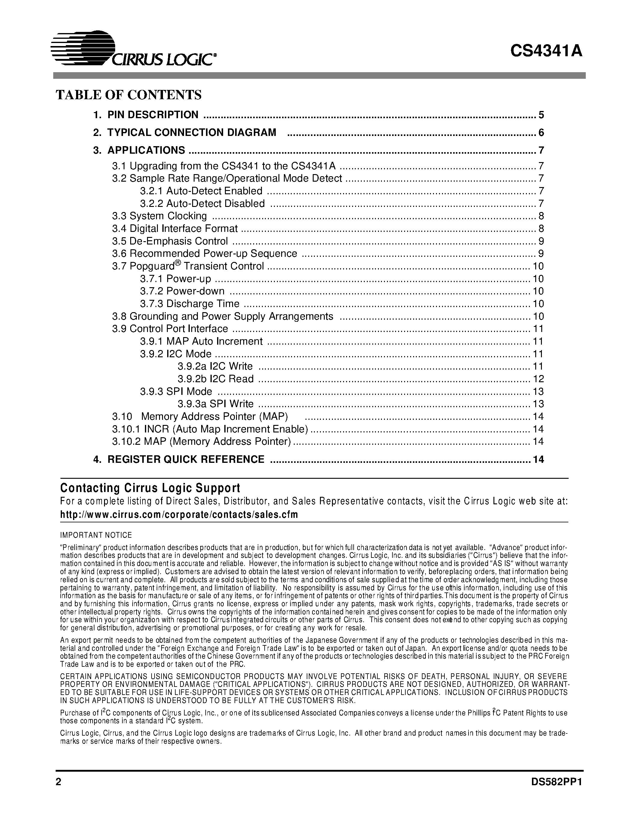 Даташит CS4341A - 24-Bit / 192 kHz Stereo DAC with Volume Control страница 2
