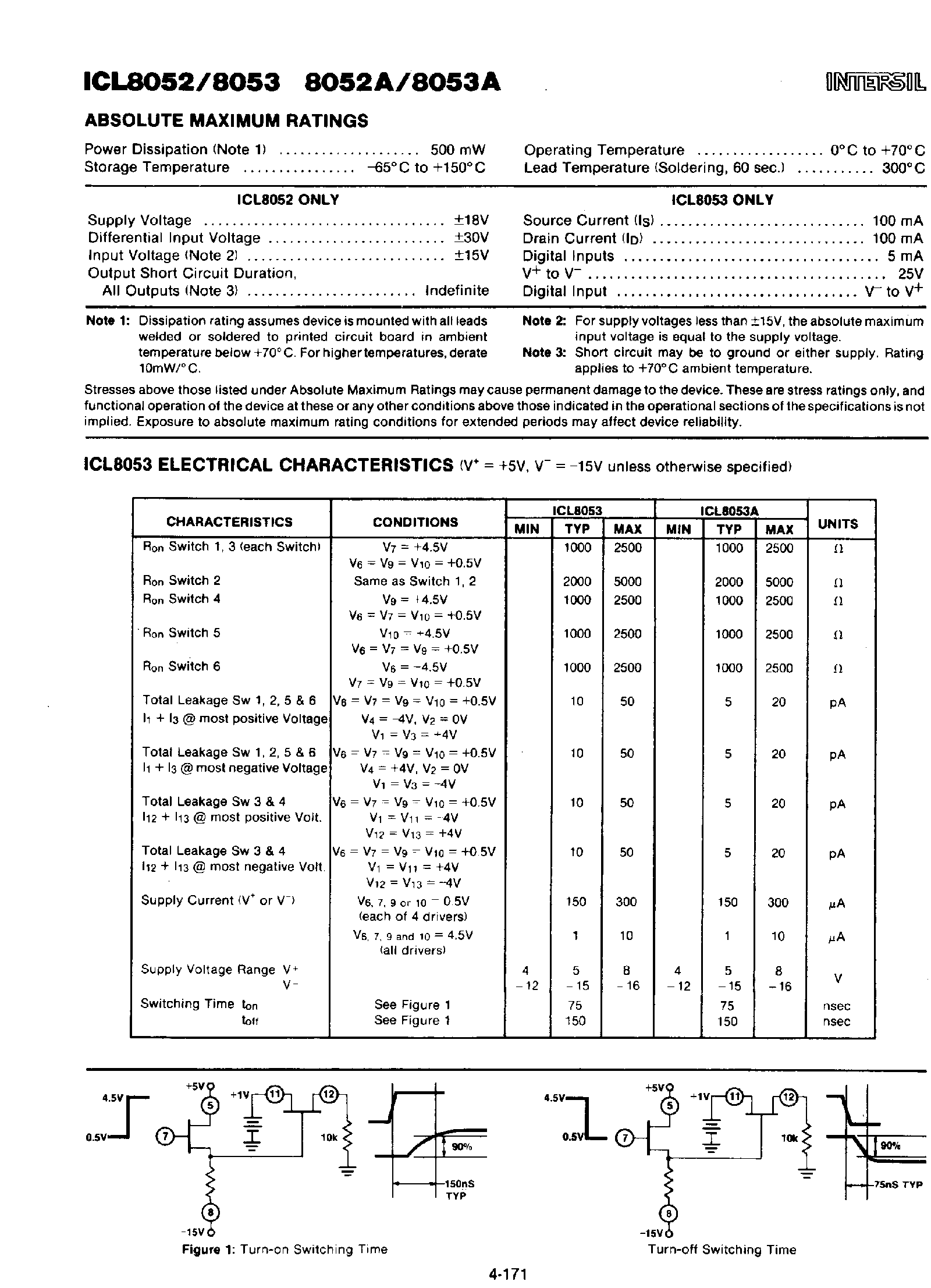 Даташит ICL8053 - Precision Chip Pairs for A/D Conversion страница 2