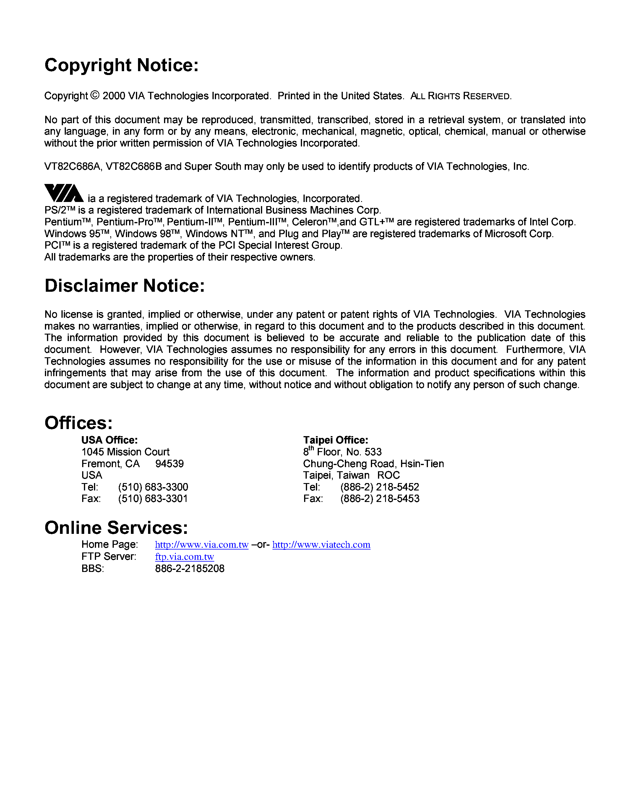 Даташит на микросхему VT82C686B страница 2 Даташит VT82C686B - Super South / South Bridge страница 2