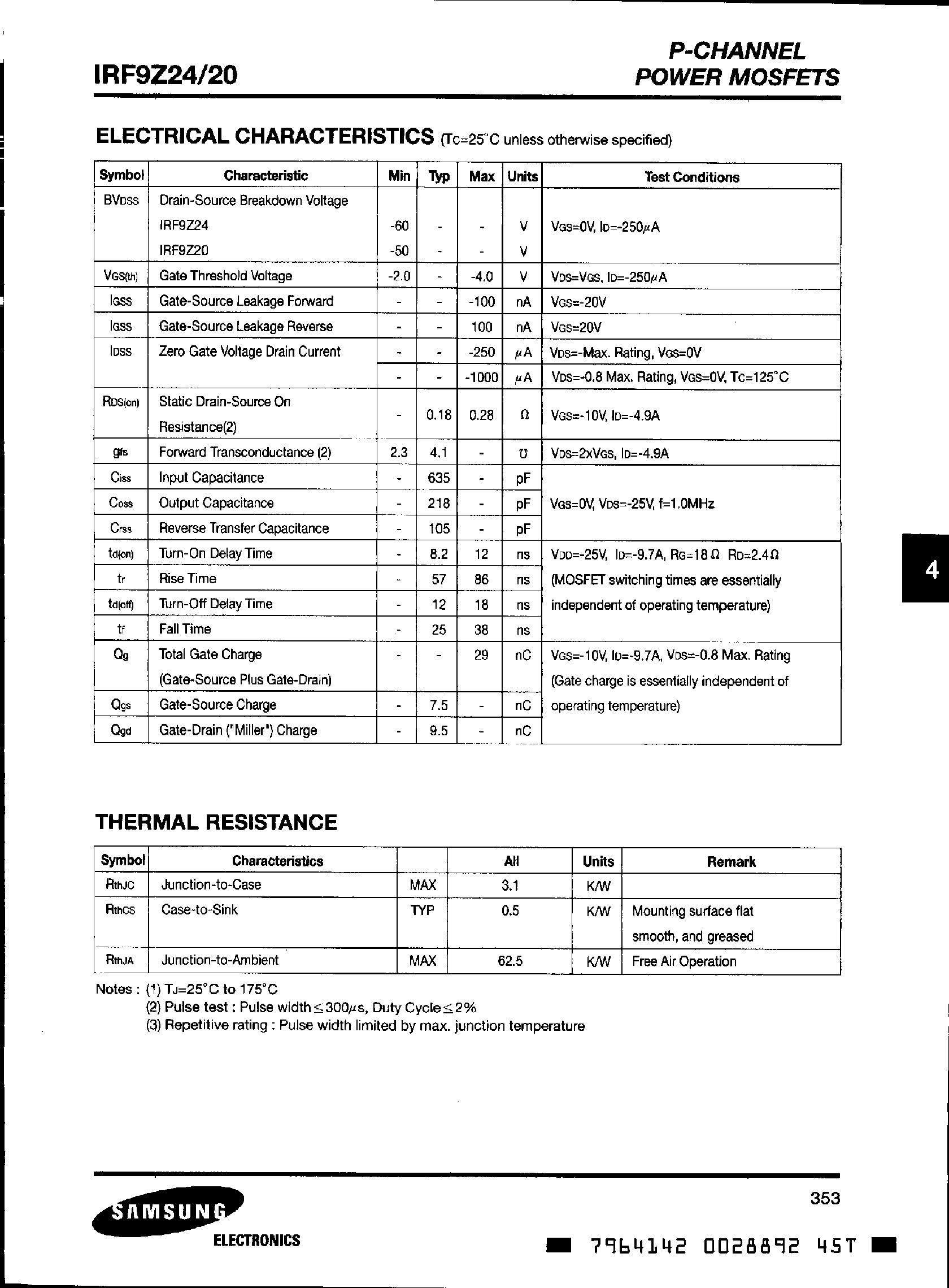 Datasheet IRF9Z20 - (IRF9Z24) P Channel Power MOSFET page 2