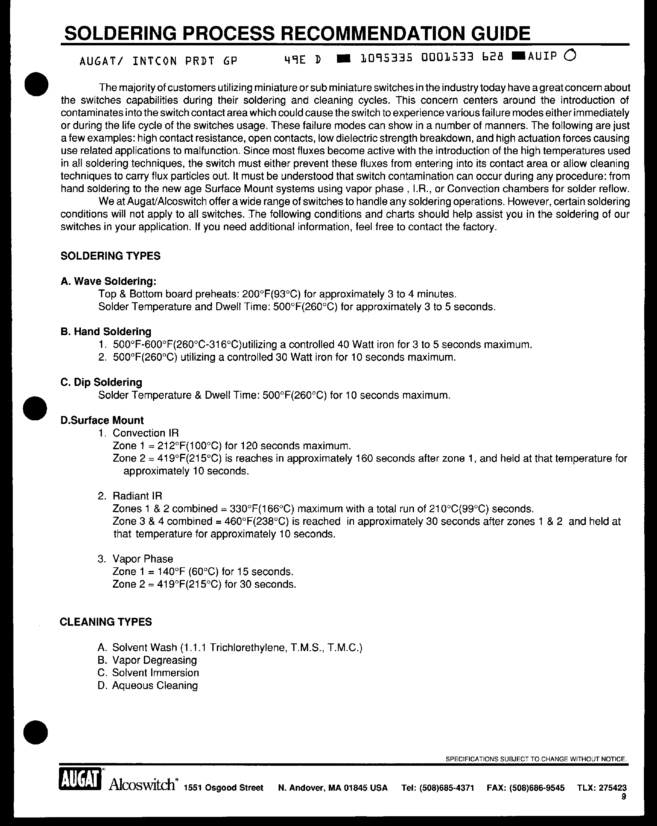 Datasheet MTA106xxx page 2 Datasheet MTA106xxx - MTA Series / Switch page 2
