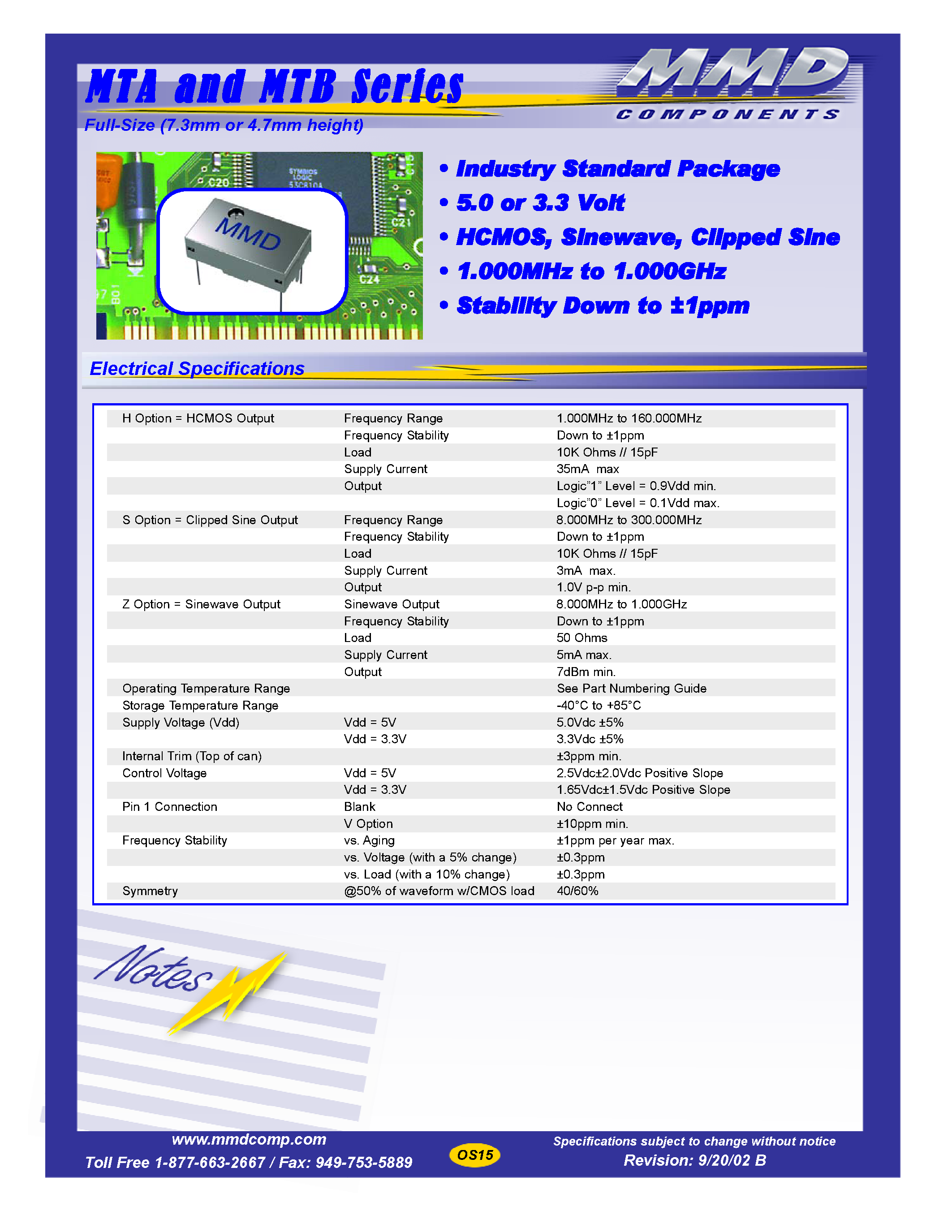 Даташит на микросхему MTA10xx страница 1 Даташит MTA10xx - MTA Series / Industry Standard Package страница 1