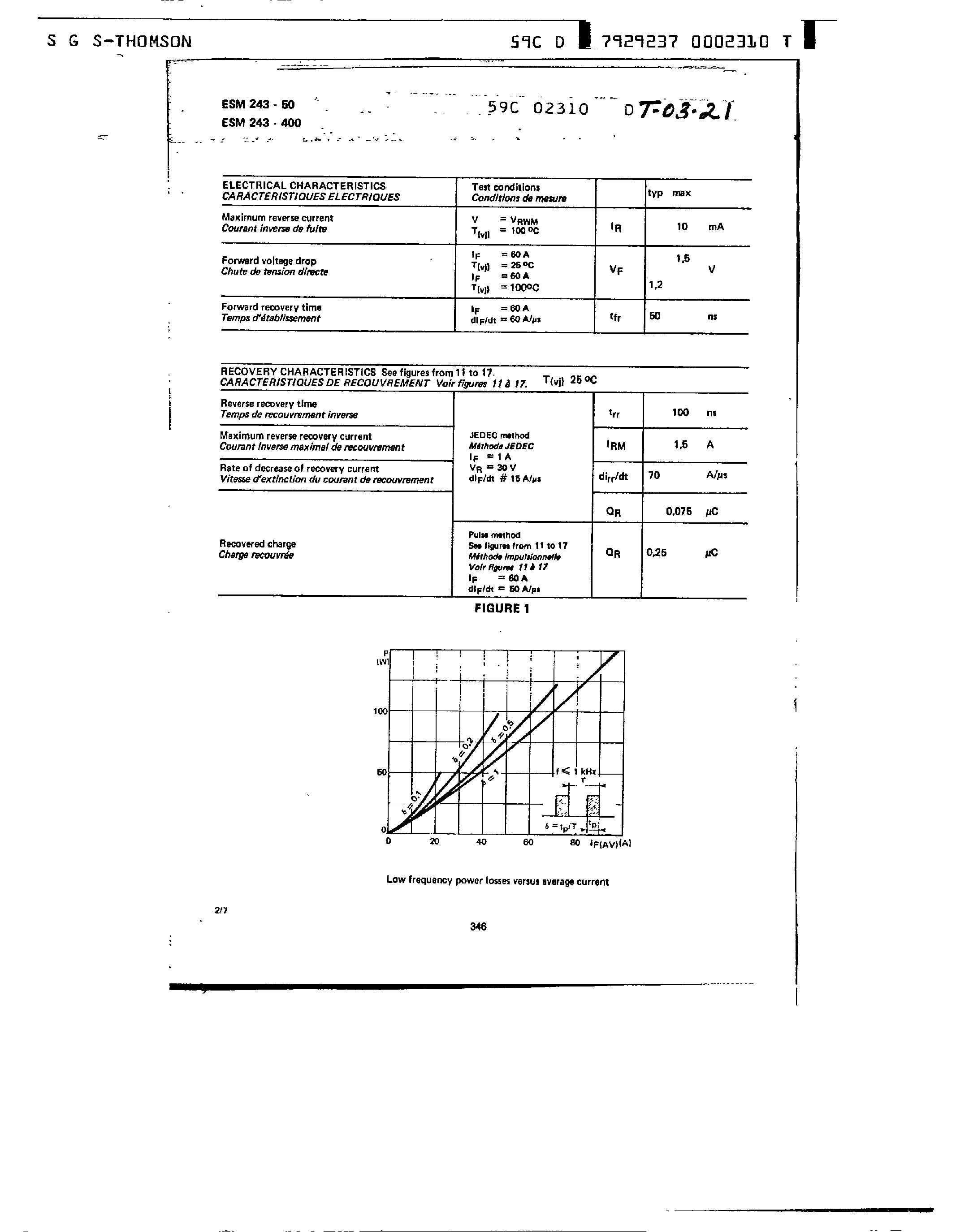 Datasheet ESM243-400 page 2 Datasheet ESM243-400 - Fast Recovery / Superswitch / Rectifiers page 2